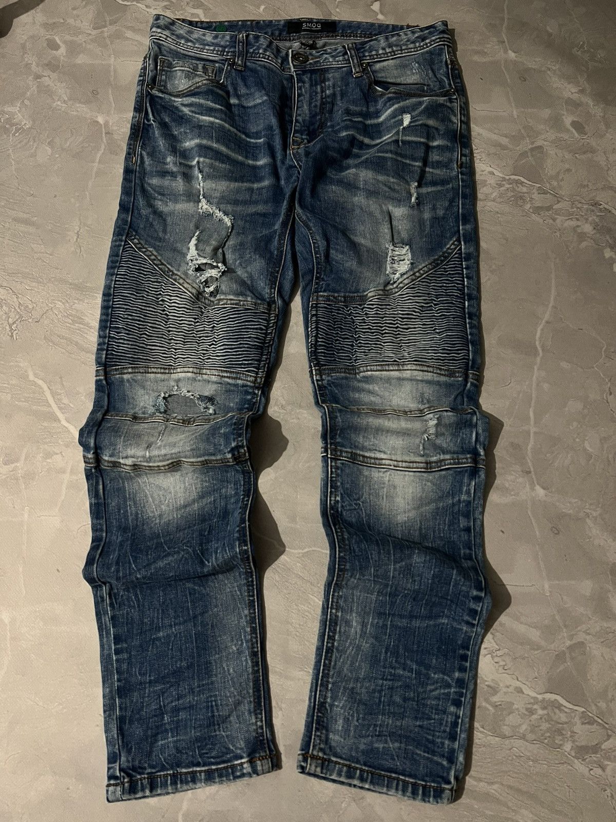Vintage Distressed Glamour Skinny Swag Jean / Avant Garde Faded 90 Size US 31 - 1 Thumbnail