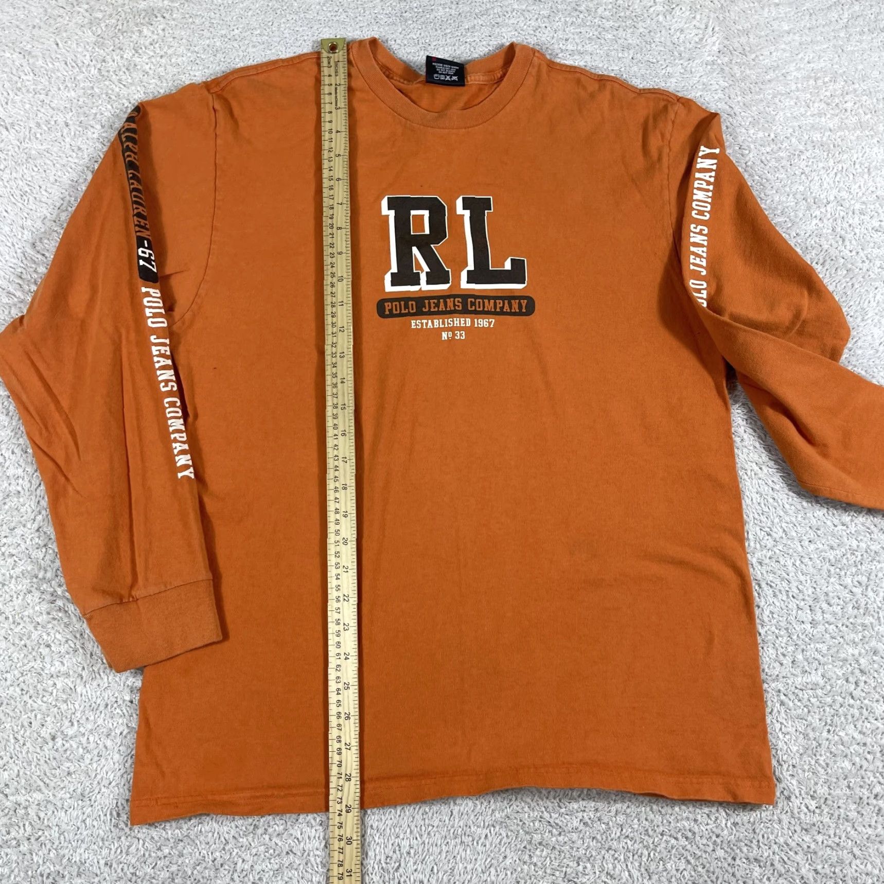 Polo Ralph Lauren VINTAGE Polo Jeans Co T-Shirt Mens L Orange Long Sleeve 90s Y2K Skate Ralph Lauren Mens Size US L / EU 52-54 / 3 - 6 Thumbnail