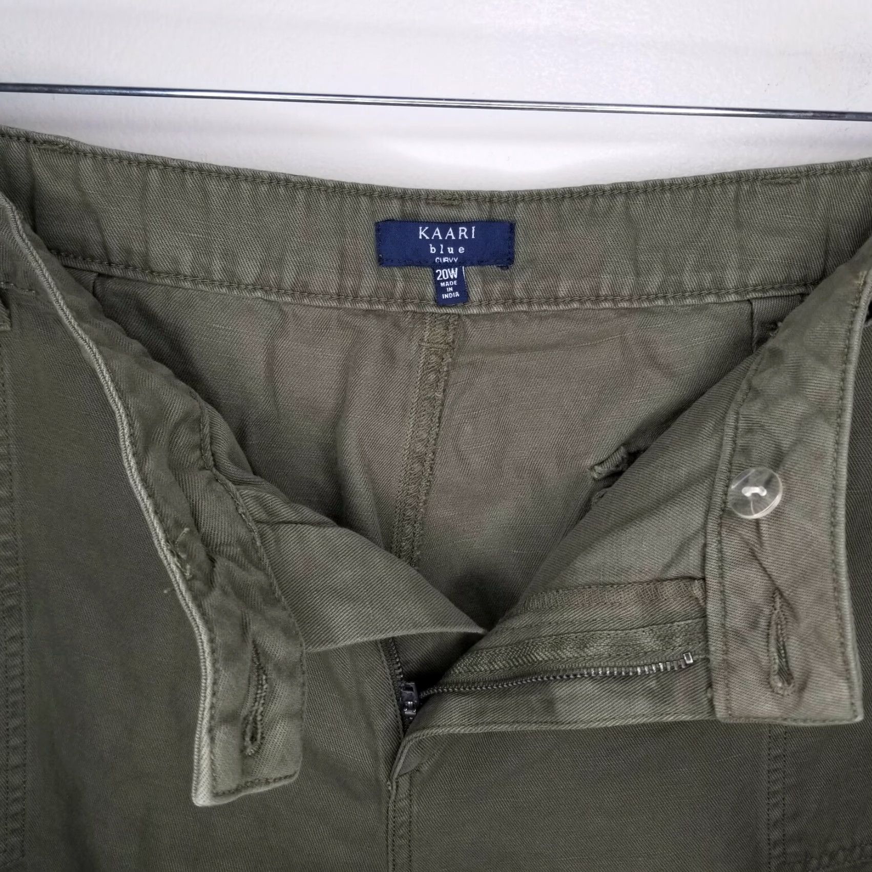 Vintage KAARI Blue Womens Pants Green Curvy 20W+ Plus Size 20W 44" Waist 29" Inseam Chino Trousers Womens Size 42" / US 20 - 3 Thumbnail
