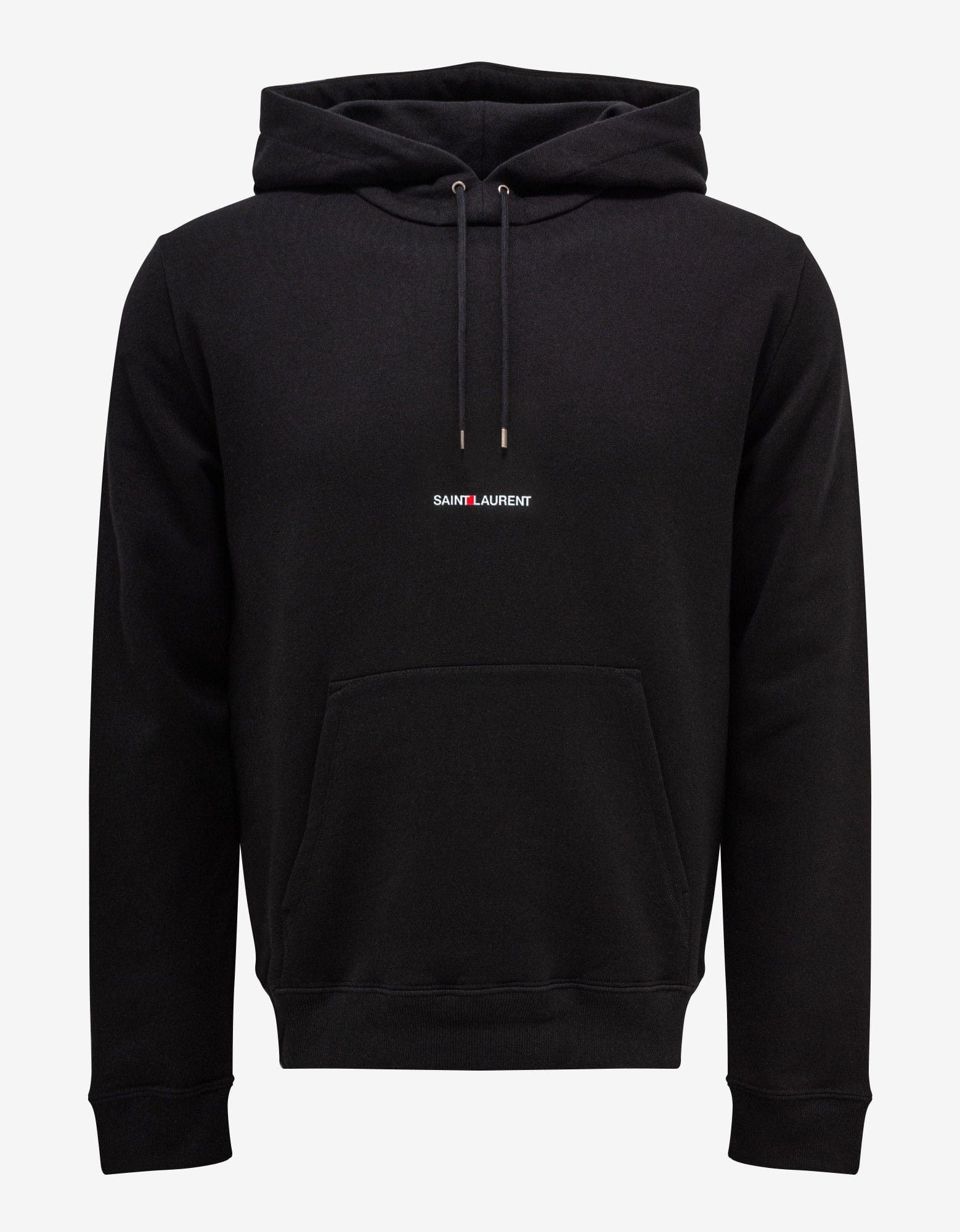 image of Saint Laurent Paris Black Logo Print Hoodie, Men's (Size XS)