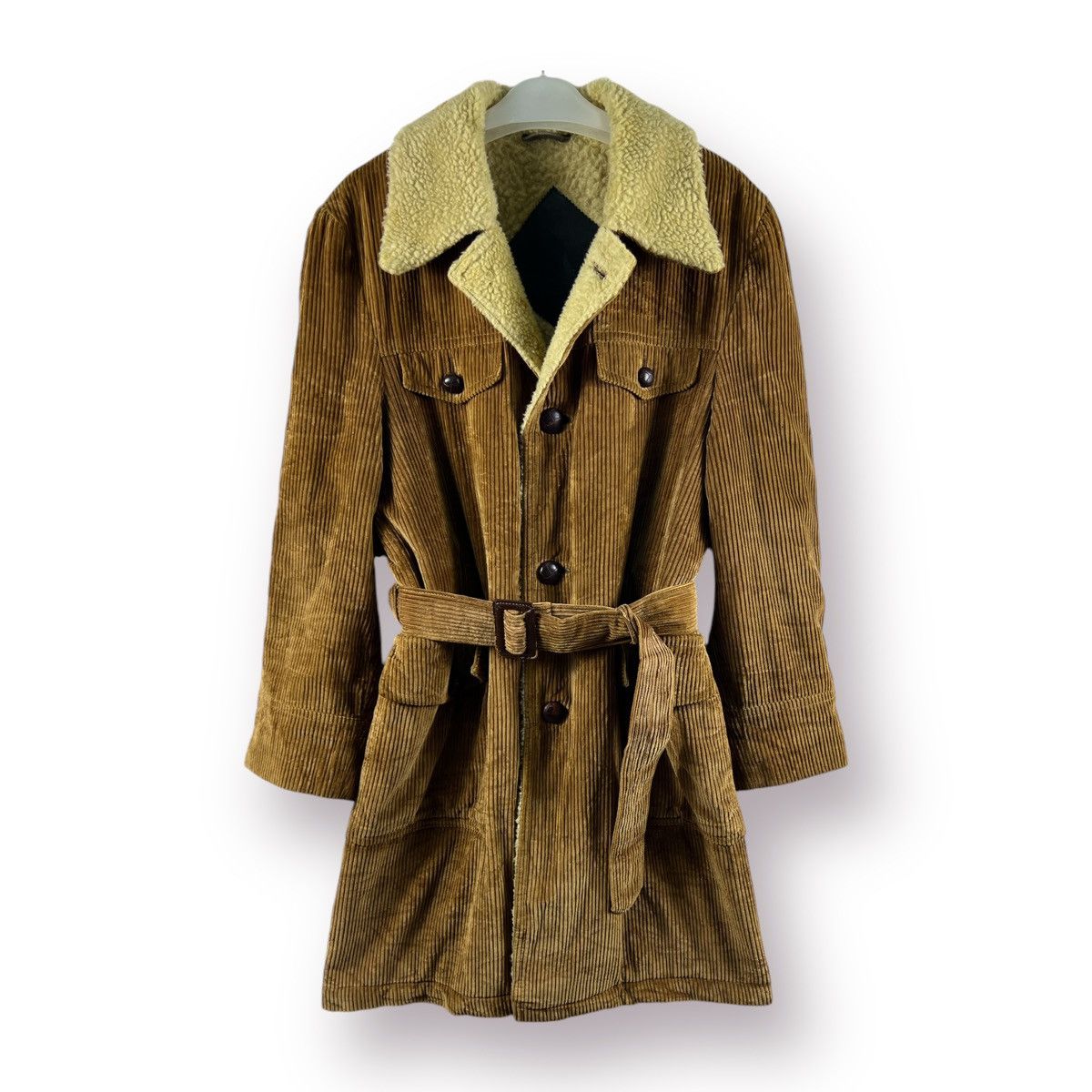 Japanese Brand Unknown Corduroy Shearling Trench Coat Size US S / EU 44-46 / 1 - 1 Thumbnail
