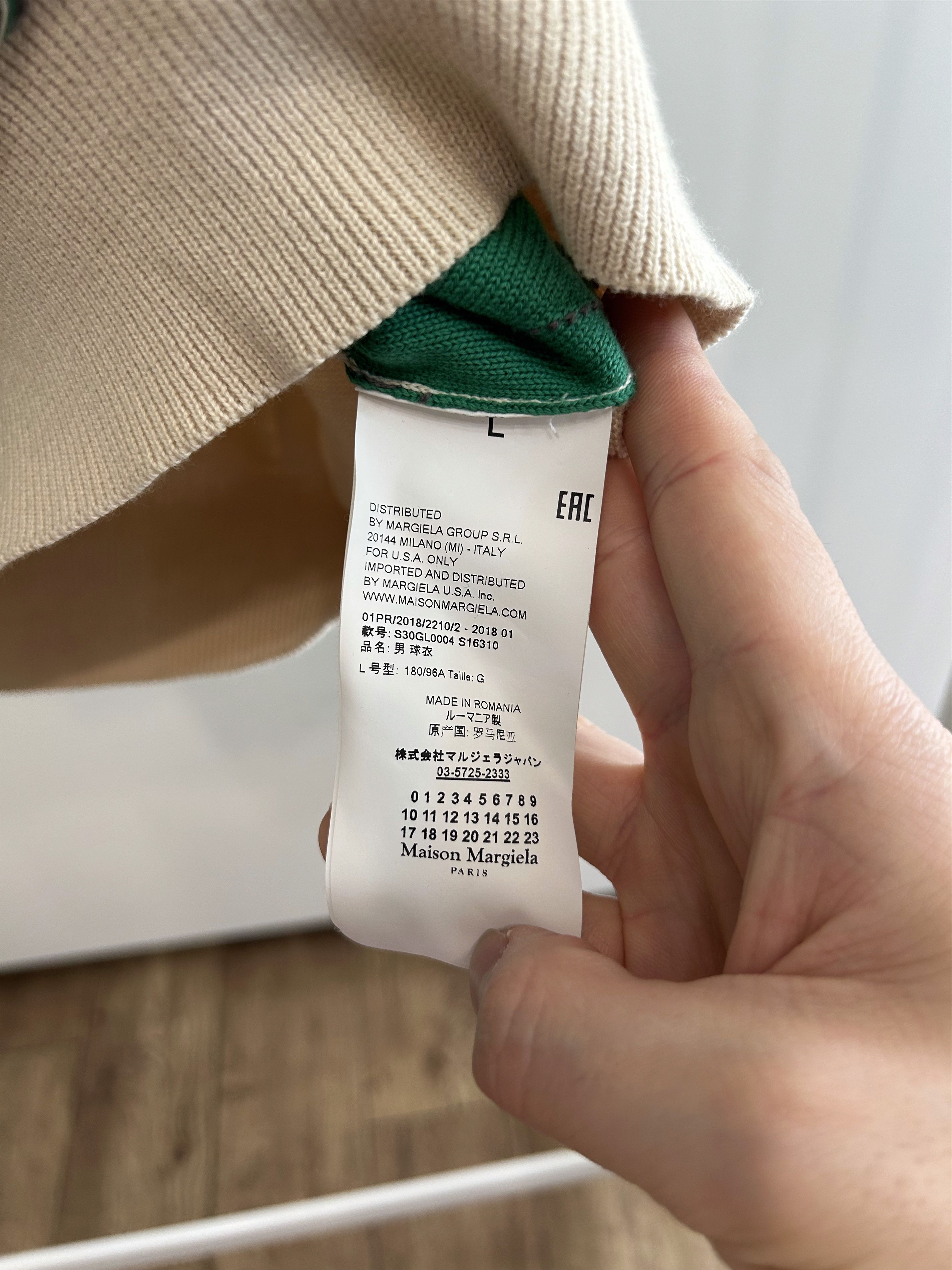 Maison Margiela MAISON MARGIELA Distressed Argyle Knit Polo Size US L / EU 52-54 / 3 - 9 Thumbnail