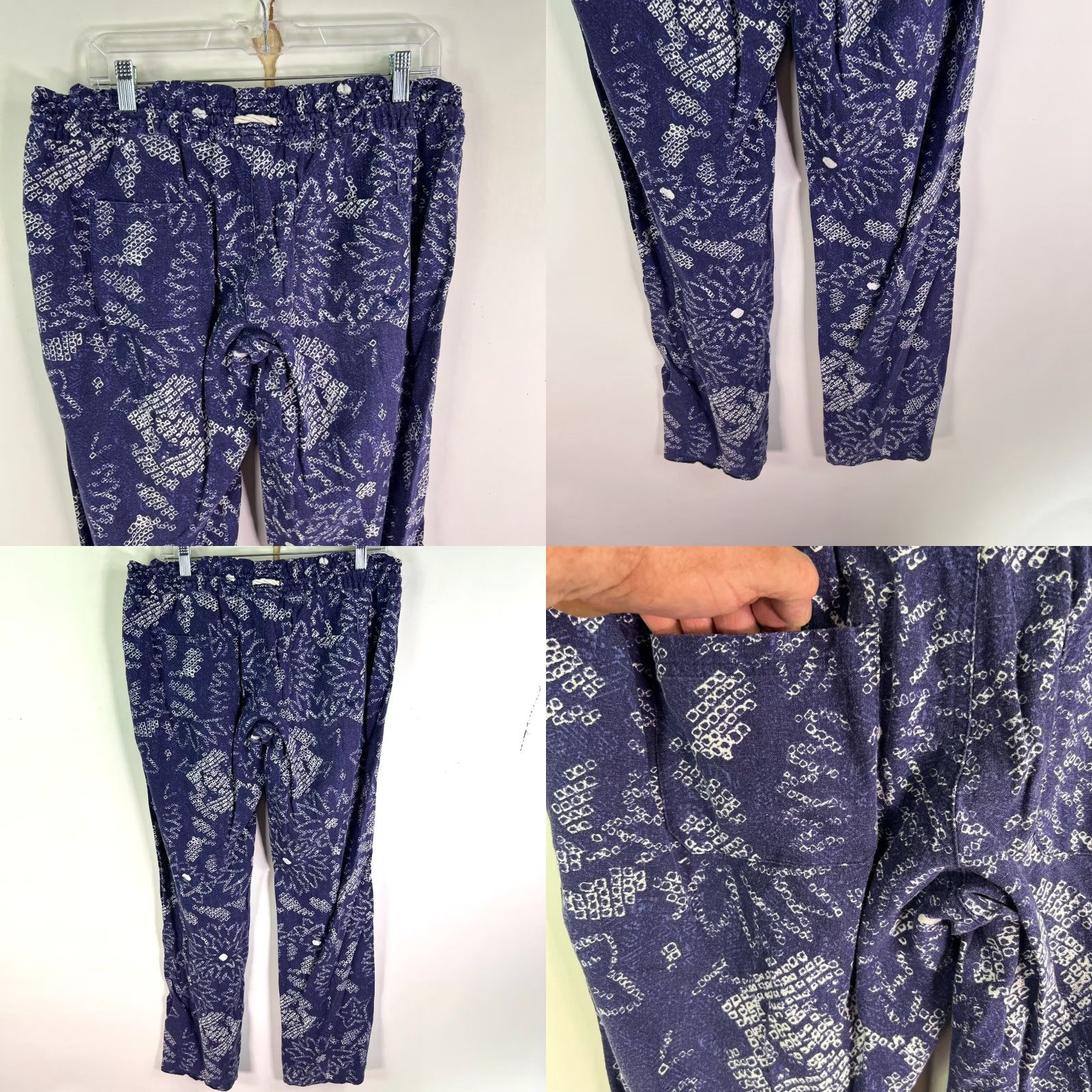 Vintage ROXY OceanSIDE Linen Blend Floral Wide-Leg Pants Womens XL Blue Pockets Size 40" / US 18 - 8 Thumbnail
