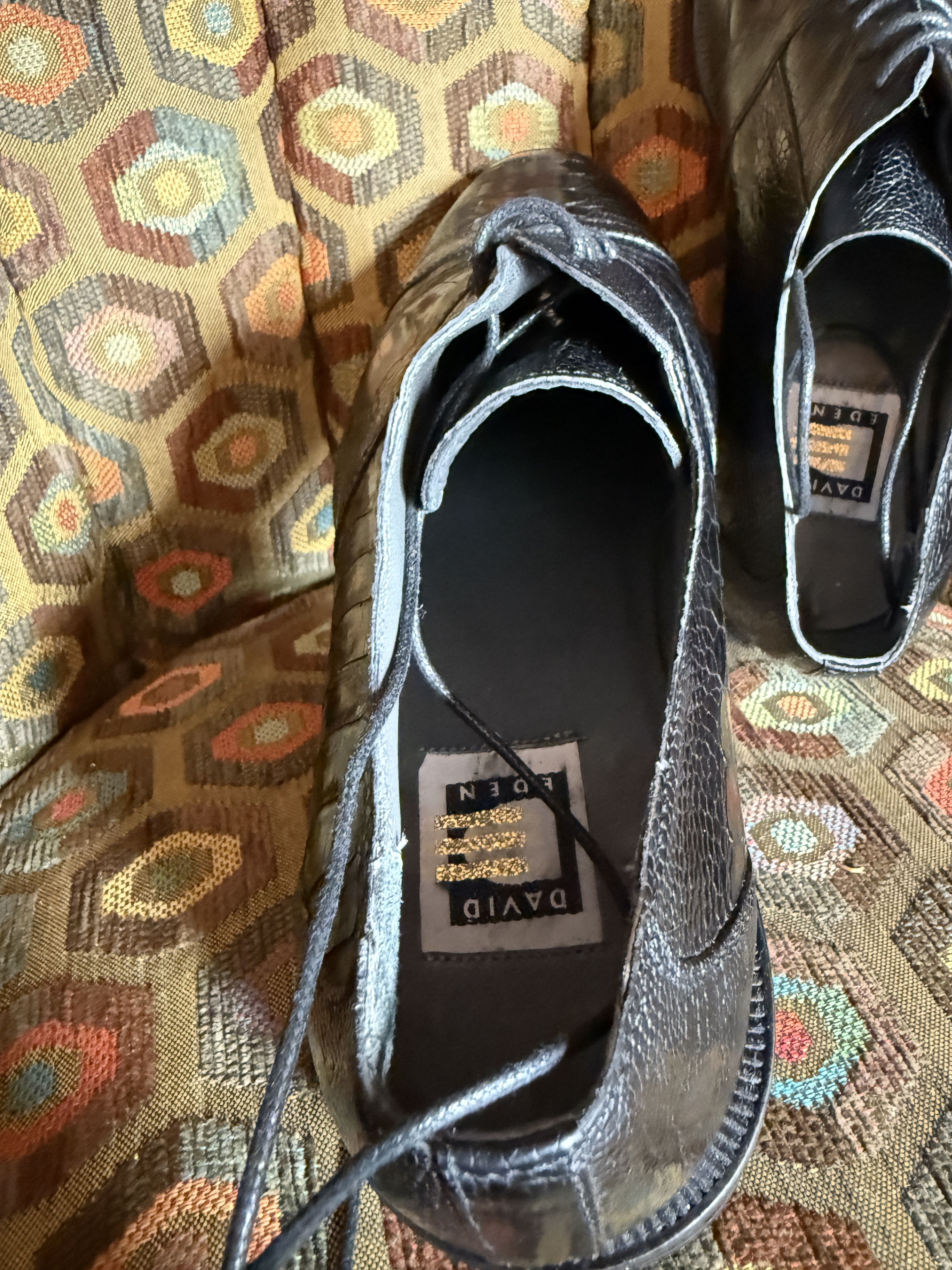 David Eden SALOMON ostrich leg cap-toe oxfords in black+box, bag, trees Size US 9.5 / EU 42-43 - 15 Thumbnail