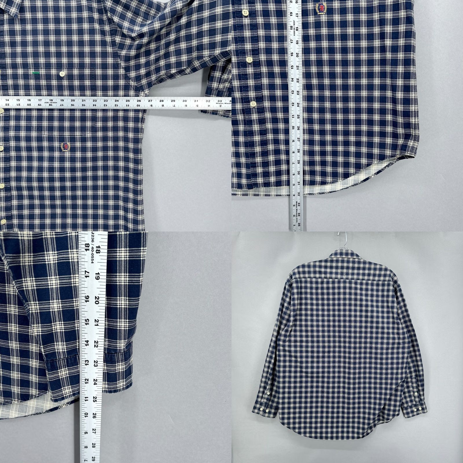 Tommy Hilfiger VINTAGE Tommy Hilfiger Shirt Mens XL Navy Plaid Tartan Button Up Crest 90s Size US XL / EU 56 / 4 - 8 Thumbnail