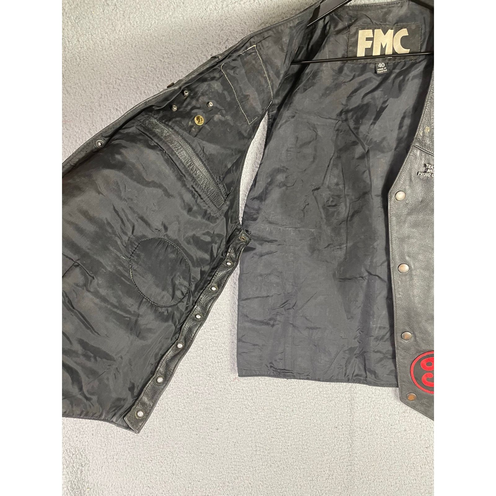 Fmc Vintage FMC Leather Biker Vest Size 40 Patched Sturgis Size US M / EU 48-50 / 2 - 11 Thumbnail