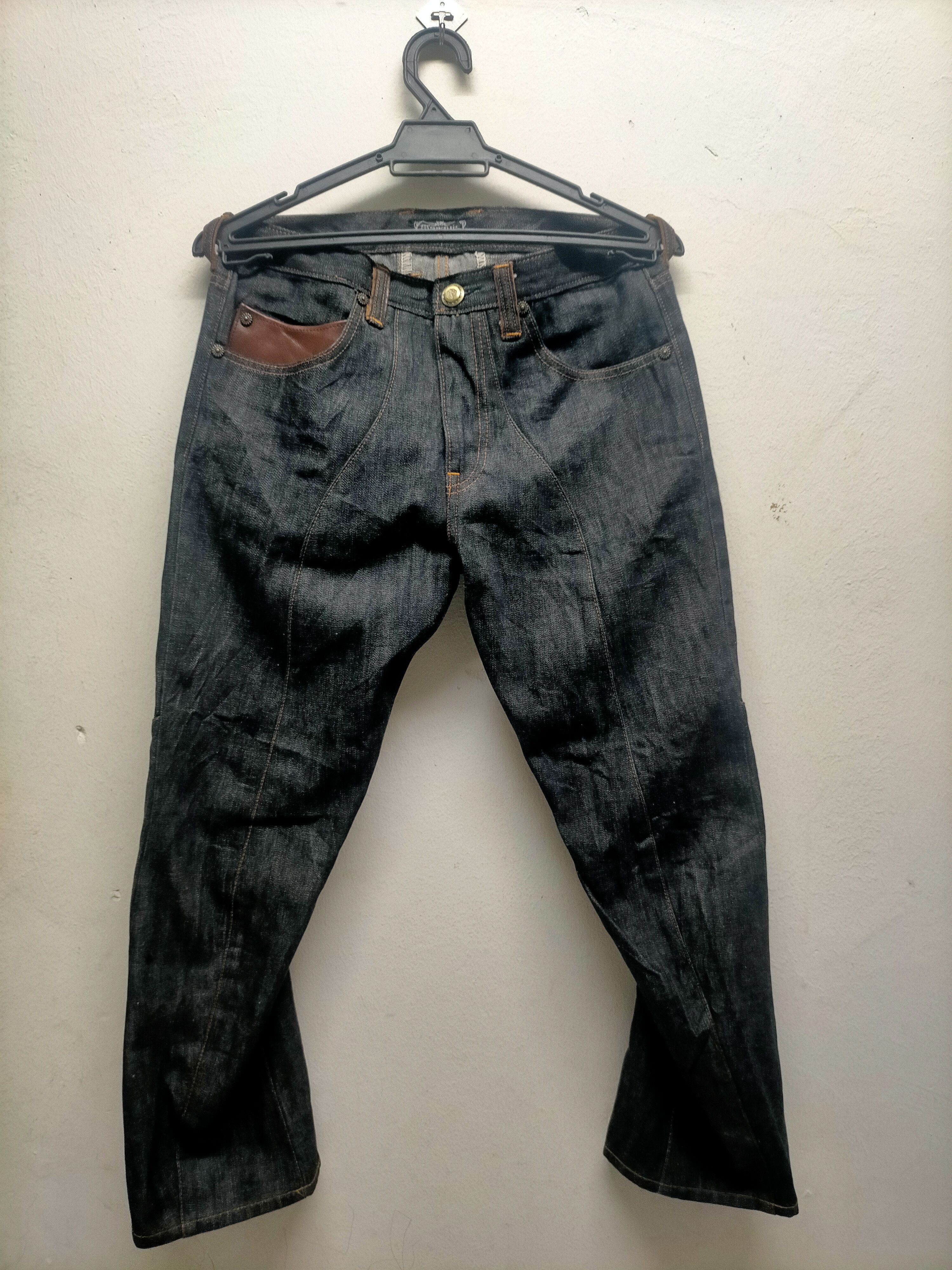 If Six Was Nine × Le Grande Bleu (L.G.B.) × Yoshiyuki Konishi Vintage Obelisk Flare Leather Denim Size US 32 / EU 48 - 2 Thumbnail