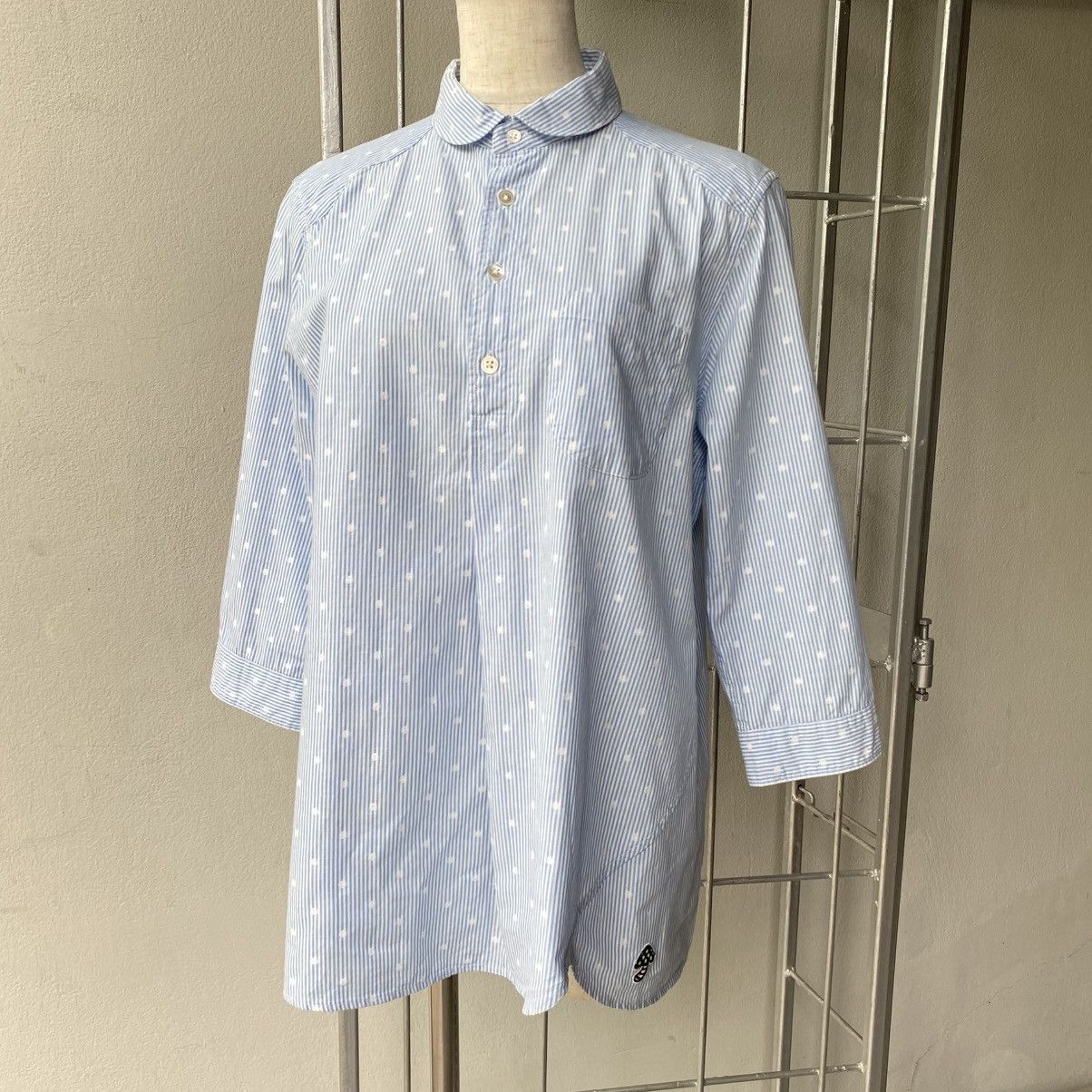 Frapbois FRAPBOIS Light Blue Stripe Polka Dot Shirt Size M / US 6-8 / IT 42-44 - 16 Thumbnail