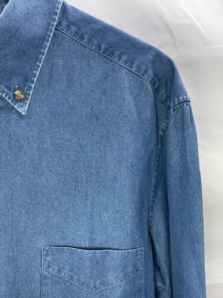 Brunello Cucinelli BRUNELLO CUCINELLI Basic Fit Distressed Denim Cotton Shirt Size US L / EU 52-54 / 3 - 4 Thumbnail