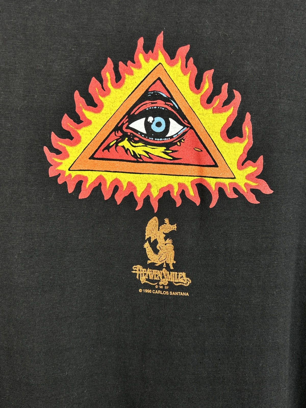 Band Tees 90s Vintage Carlos Santana 1996 Heaven Smiles Art T-Shirt Size US XL / EU 56 / 4 - 6 Thumbnail