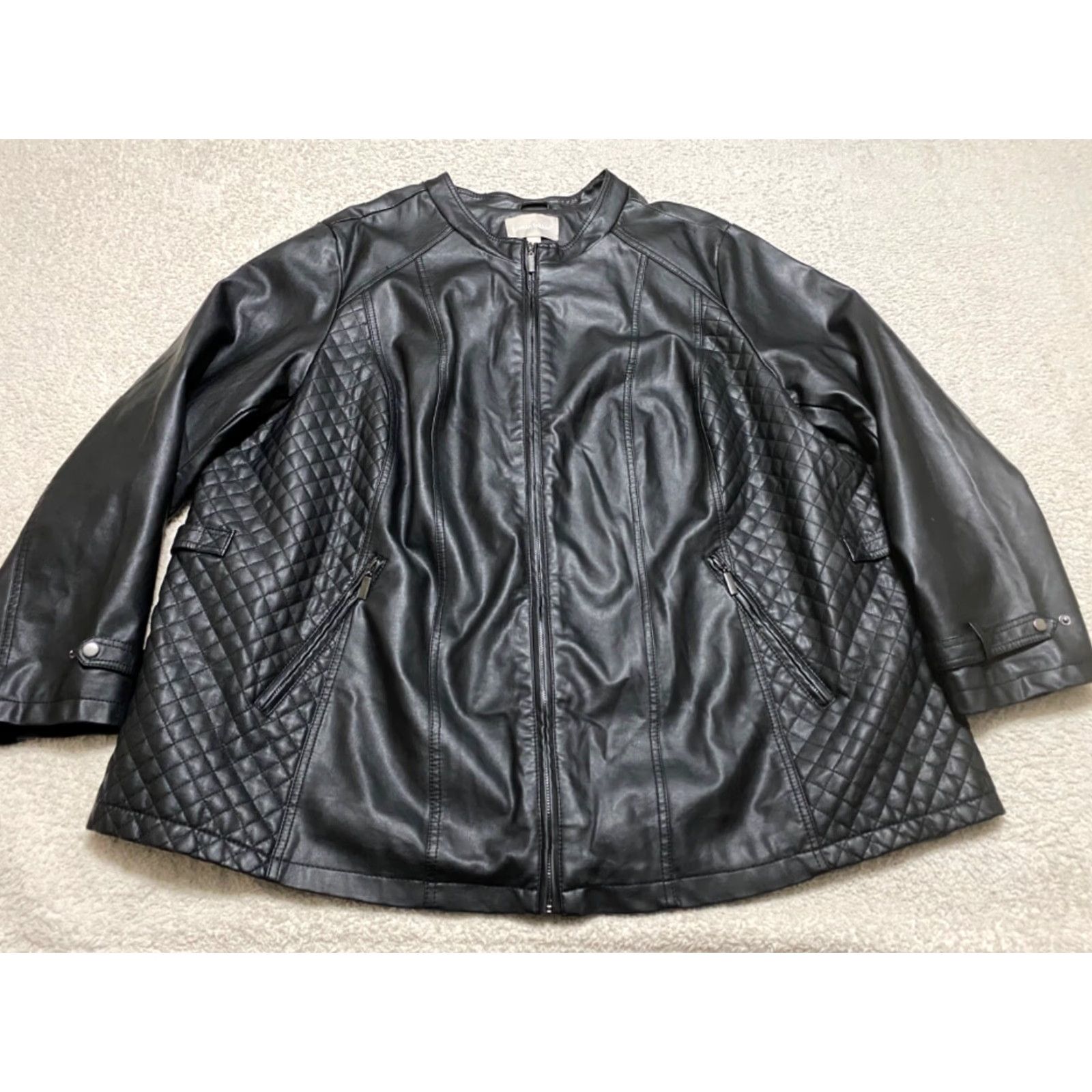 Vintage Woman Within Jacket Black Faux Leather Full Zip Long Sleeve 32W Plus Womens Jacket Women's Plus Size Black Faux Leather Full Zip Long Sleeve Size XXS / US 00 / IT 34 - 2 Thumbnail