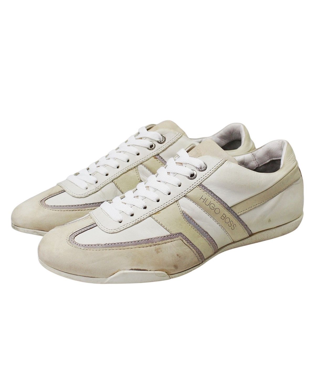Hugo Boss × Vintage 2010S HUGO BOSS WHITE LEATHER LOW-TOP SNEAKERS Size US 7 / EU 40 - 2 Thumbnail