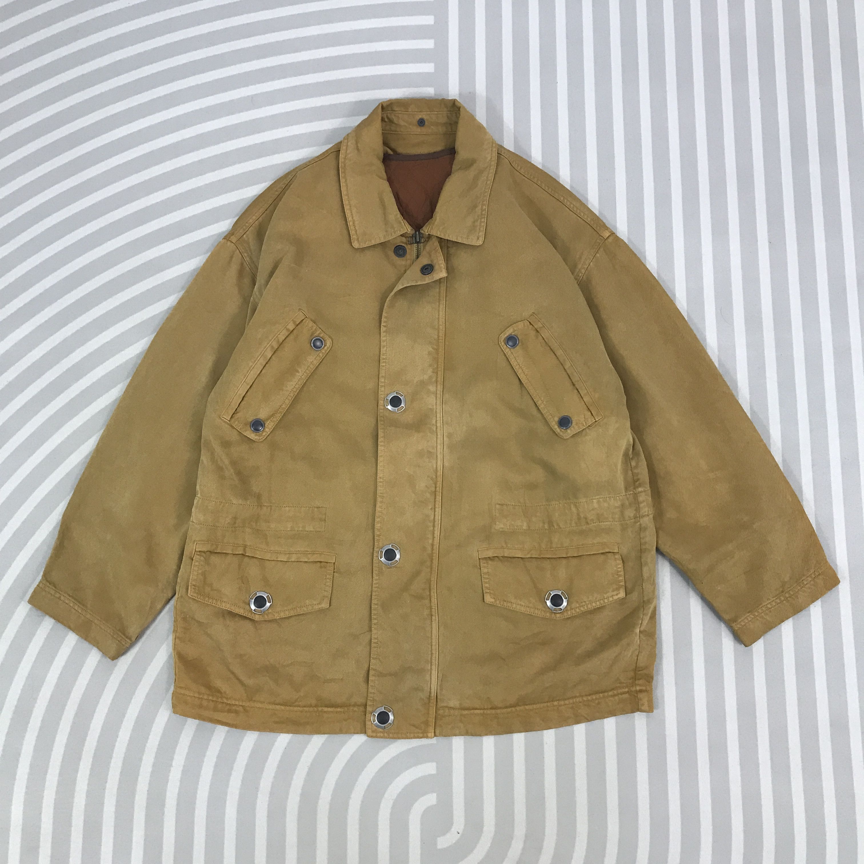 Charles Jourdan × Japanese Brand × Vintage Vintage Charles Jourdan khaki chore coat Jacket Size US M / EU 48-50 / 2 - 1 Thumbnail