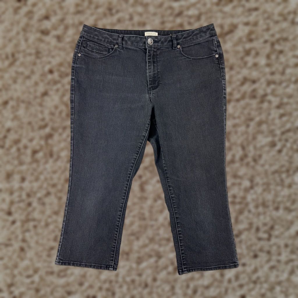 Coldwater Creek Coldwater Creek Jeans Womens 16 Black Denim Capri Cotton Blend Mid 33x22 Size 38" / US 16 / IT 52 - 1 Thumbnail