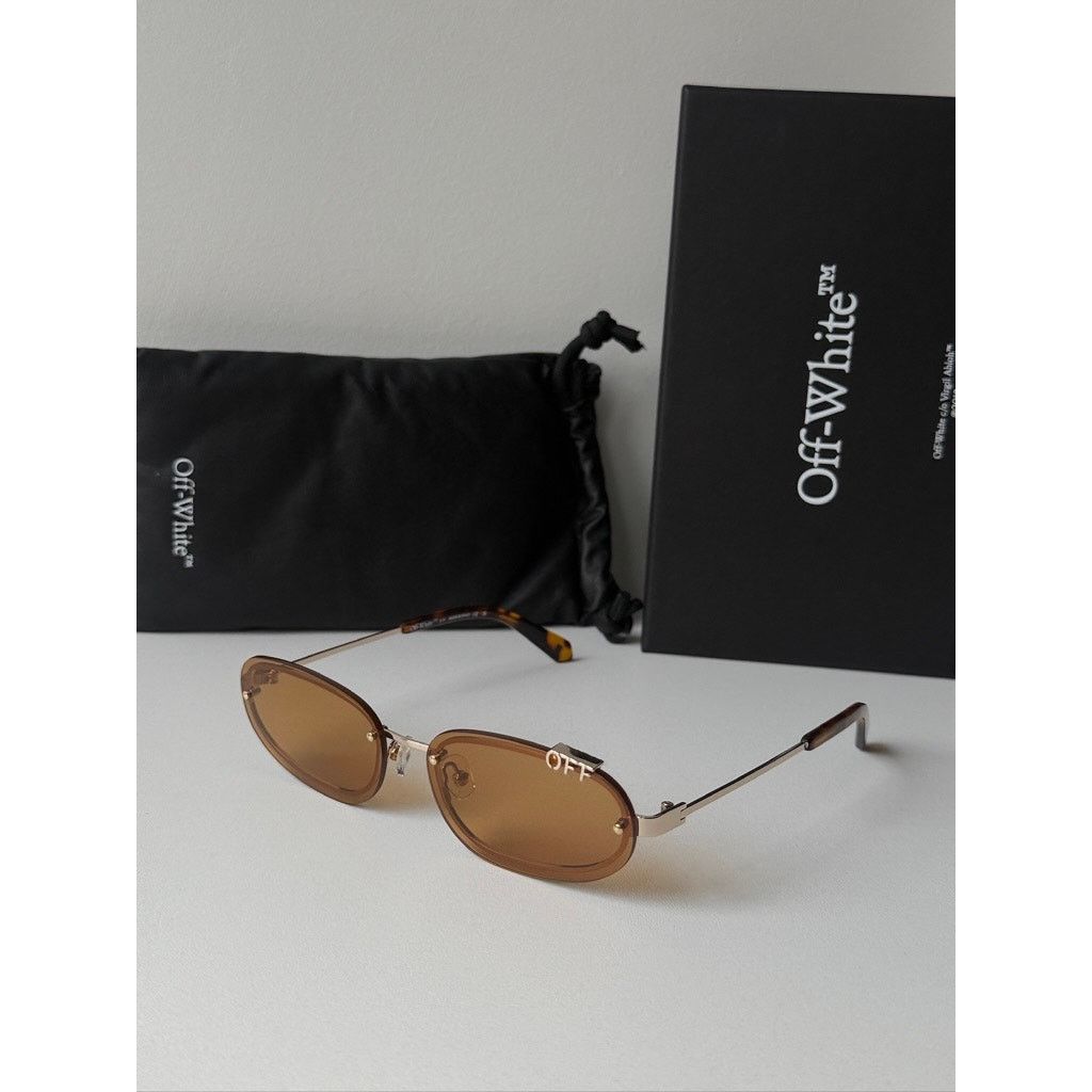 Off-White NEW Off White Miami Gold Metal Rimless Metal Sunglasses Size ONE SIZE - 3 Thumbnail