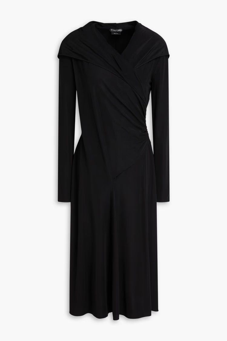 Tom Ford o1y0126 Hooded Midi Dress in Black Size XS / US 0-2 / IT 36-38 - 1 Thumbnail
