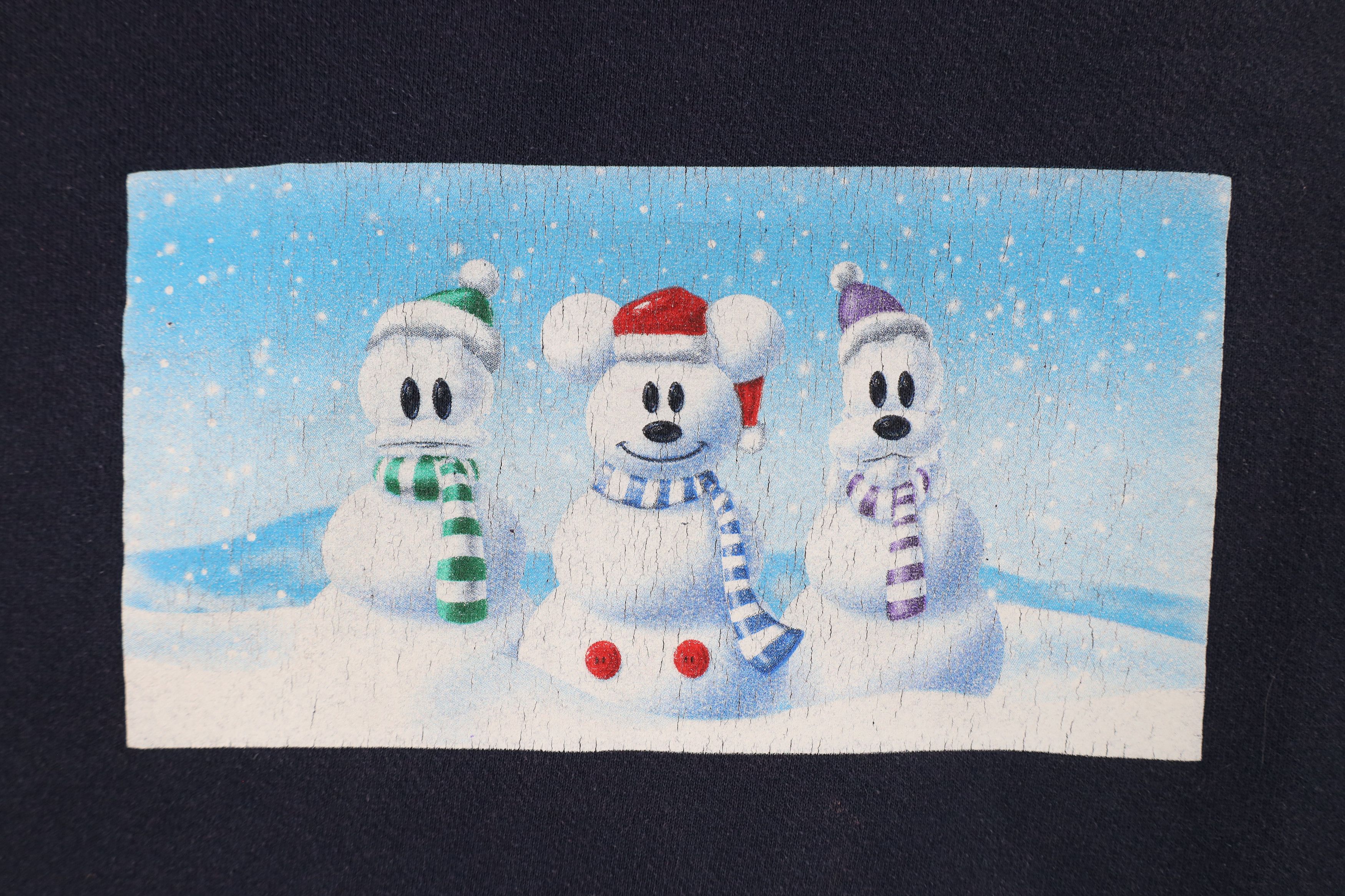 Disney × Vintage Vintage 90s Disney Christmas Snowman Sweatshirt Blue Size L / US 10 / IT 46 - 4 Thumbnail