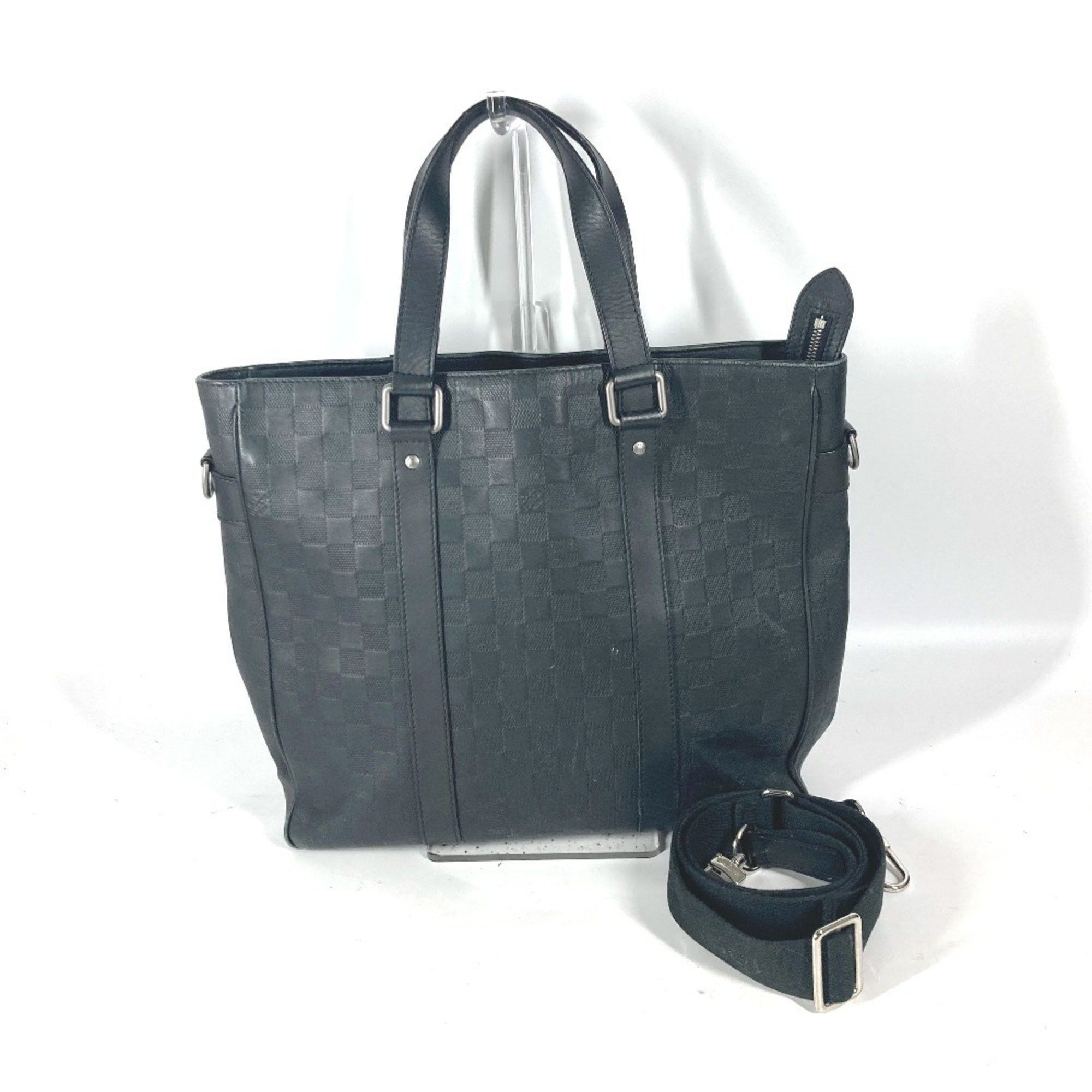 Louis Vuitton N41269 Damier Infini Tadao Pm 2Way Bag Shoulder Crossbody Tote Leather Men's Onyx Black