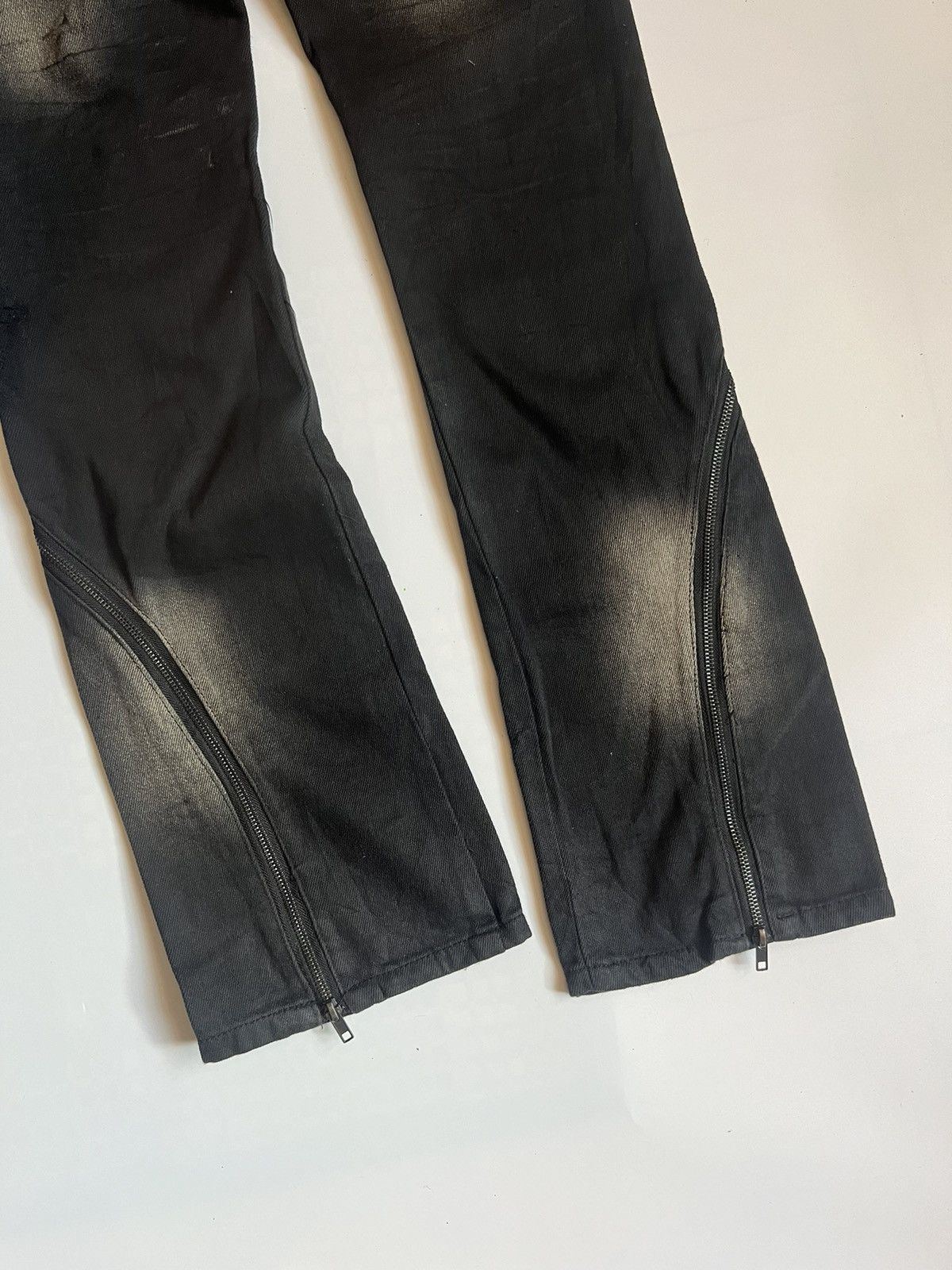 Japanese Brand Roshell Zipper Flare Bondage Distressed Denim Size US 31 - 3 Thumbnail