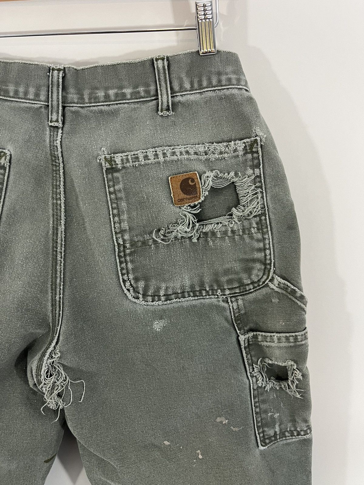 Carhartt Thrashed Sun Faded Olive Carpenter Pants Size US 33 - 11 Thumbnail