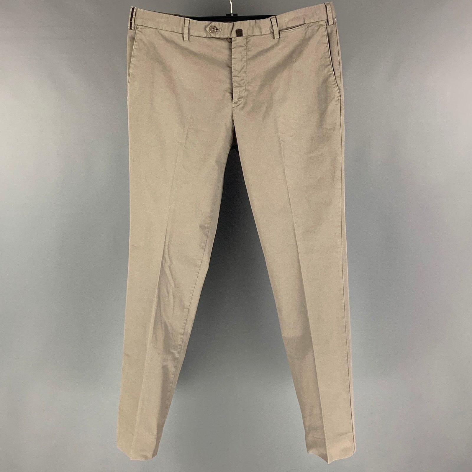 Other PT01 Size 36 Khaki Cotton Flat Front Casual Pants Size US 36 / EU 52 - 1 Thumbnail