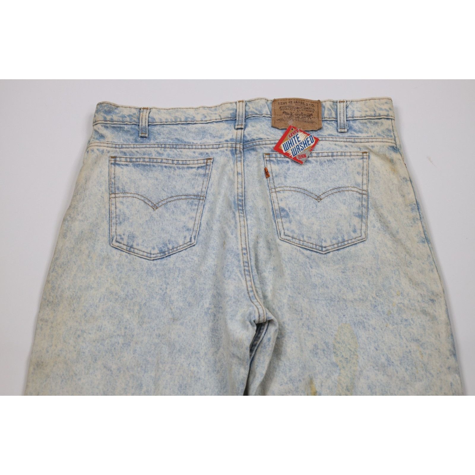 Levi's Deadstock Vintage 80s Levis 550 Orange Tab Whitewashed Jeans Size US 40 / EU 56 - 13 Thumbnail
