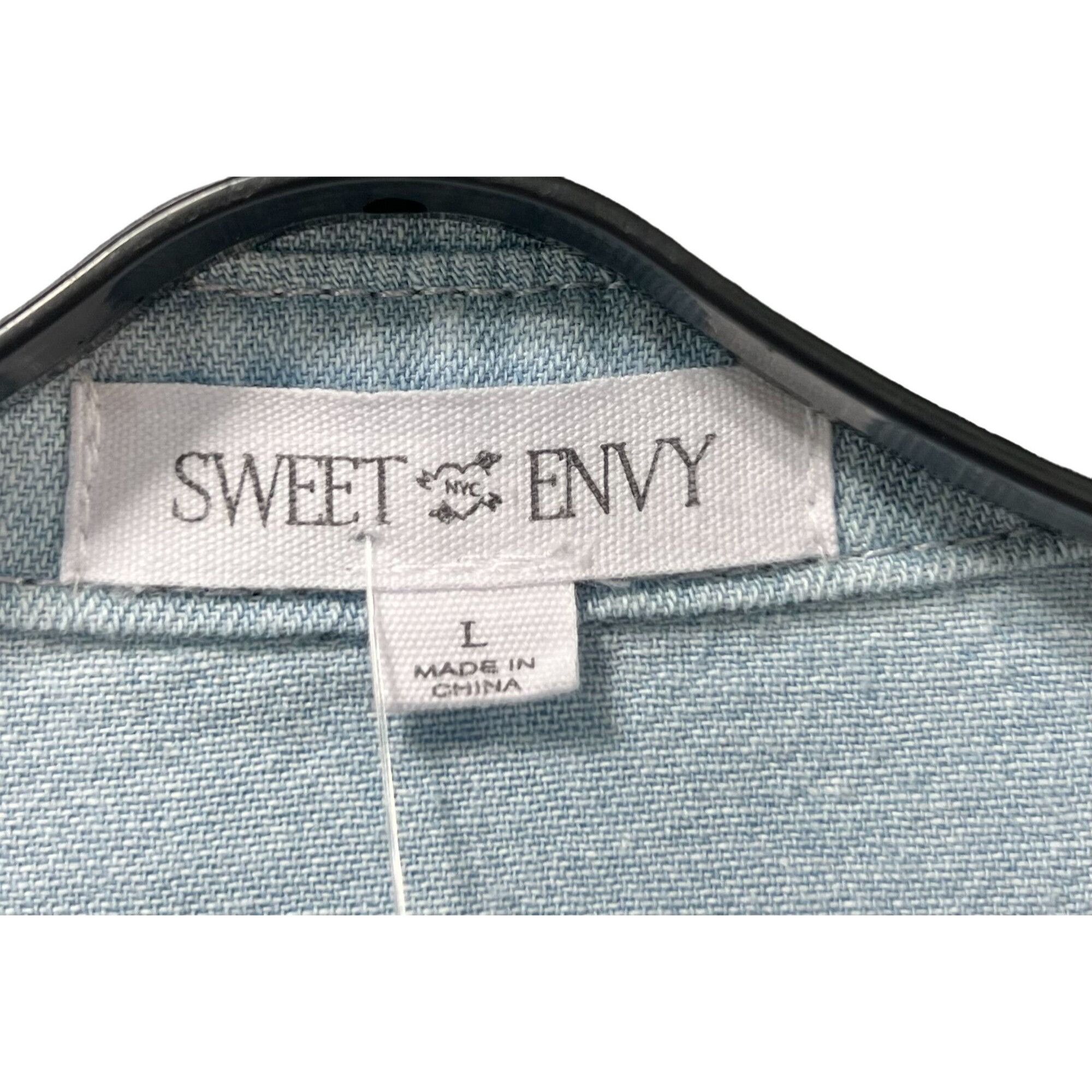 Other Sweet Envy - Women's Chambray Long Sleeve Button Down Shirt Size L / US 10 / IT 46 - 11 Thumbnail