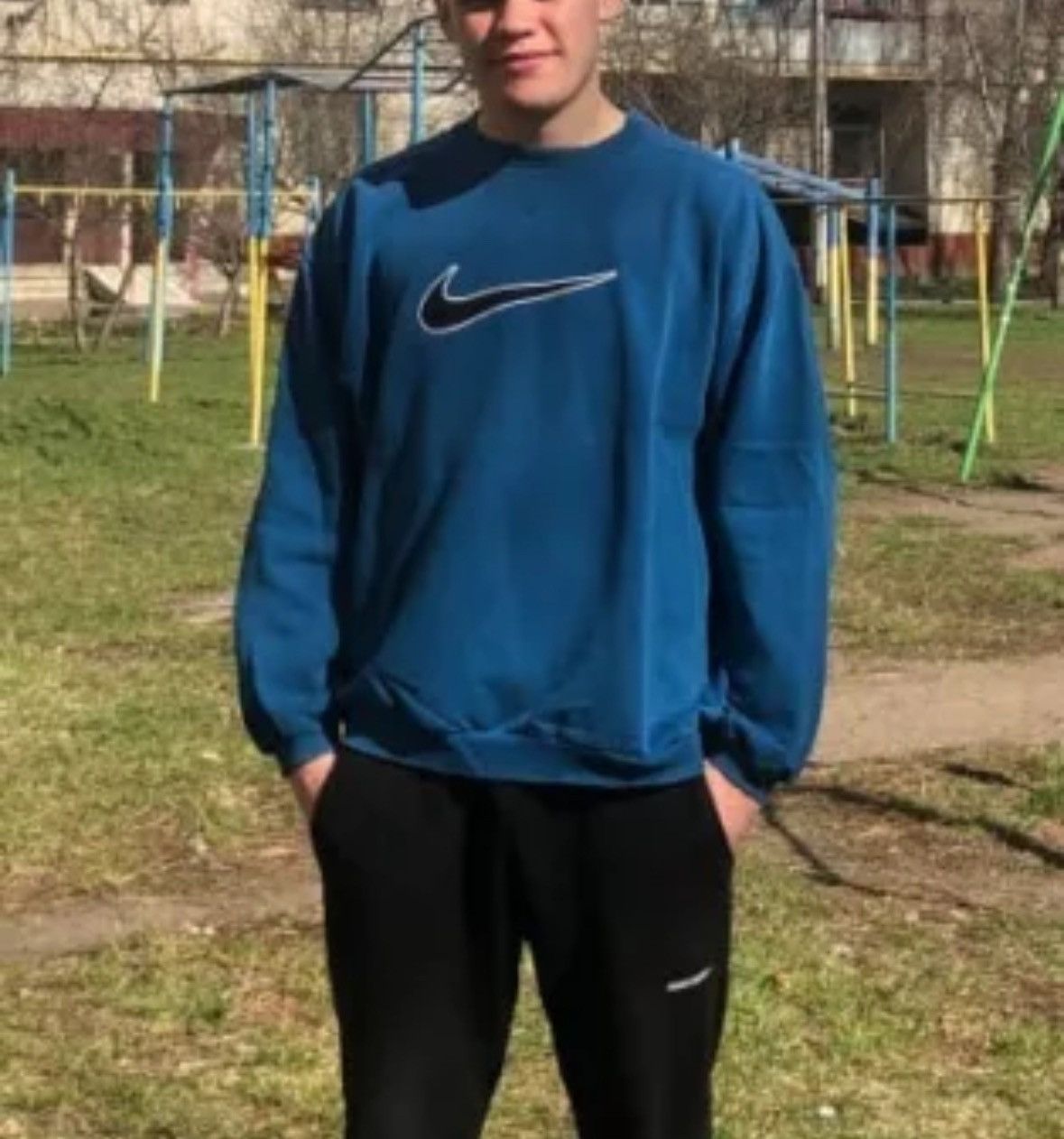 Nike × Vintage Vintage Nike Sweatshirt Big Swoosh Rare 90’s Embroidered Size US XL / EU 56 / 4 - 2 Thumbnail
