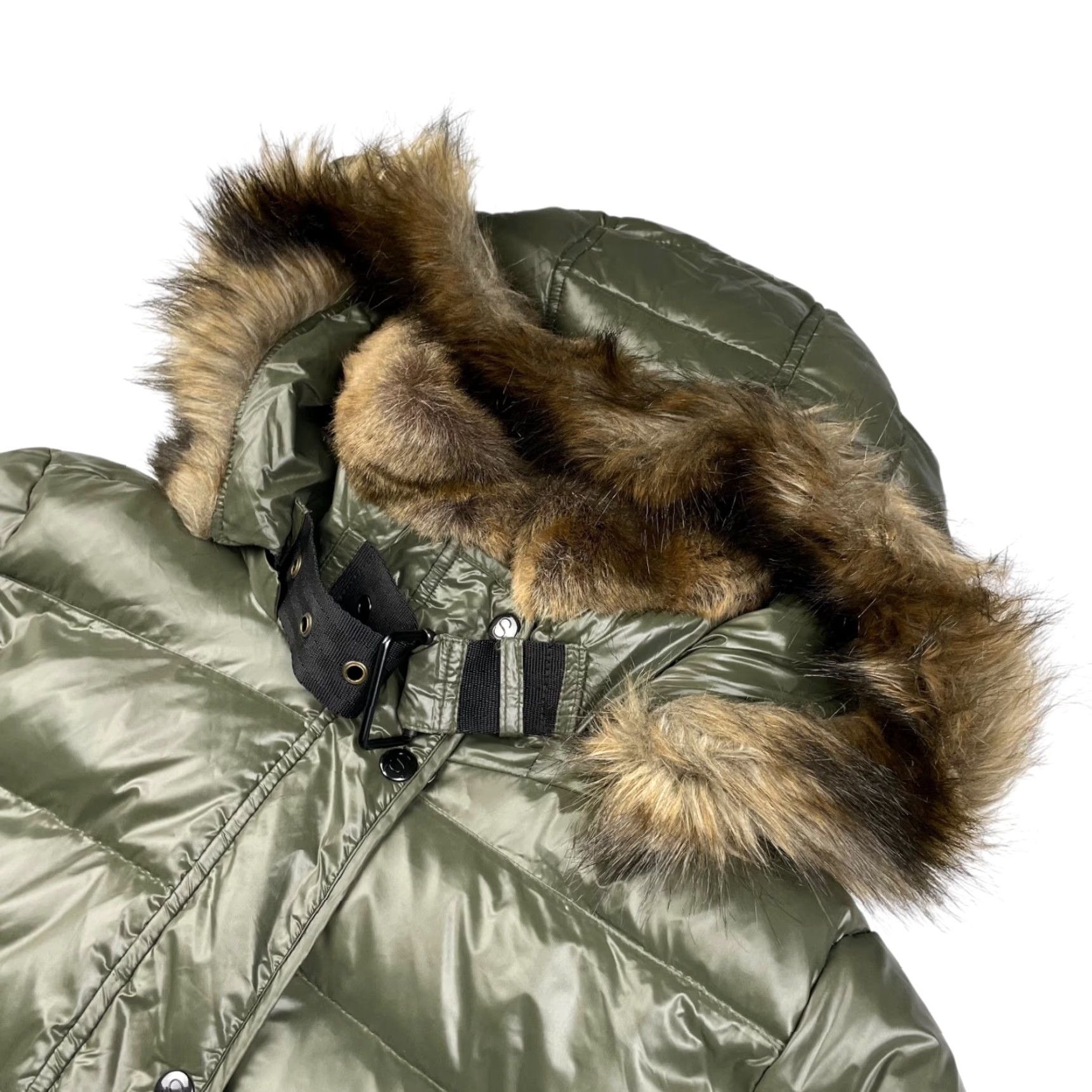 Vintage S13/NYC Sam Women's Fur Hood Down Puffer Parka Jacket Green Medium Size M / US 6-8 / IT 42-44 - 2 Thumbnail