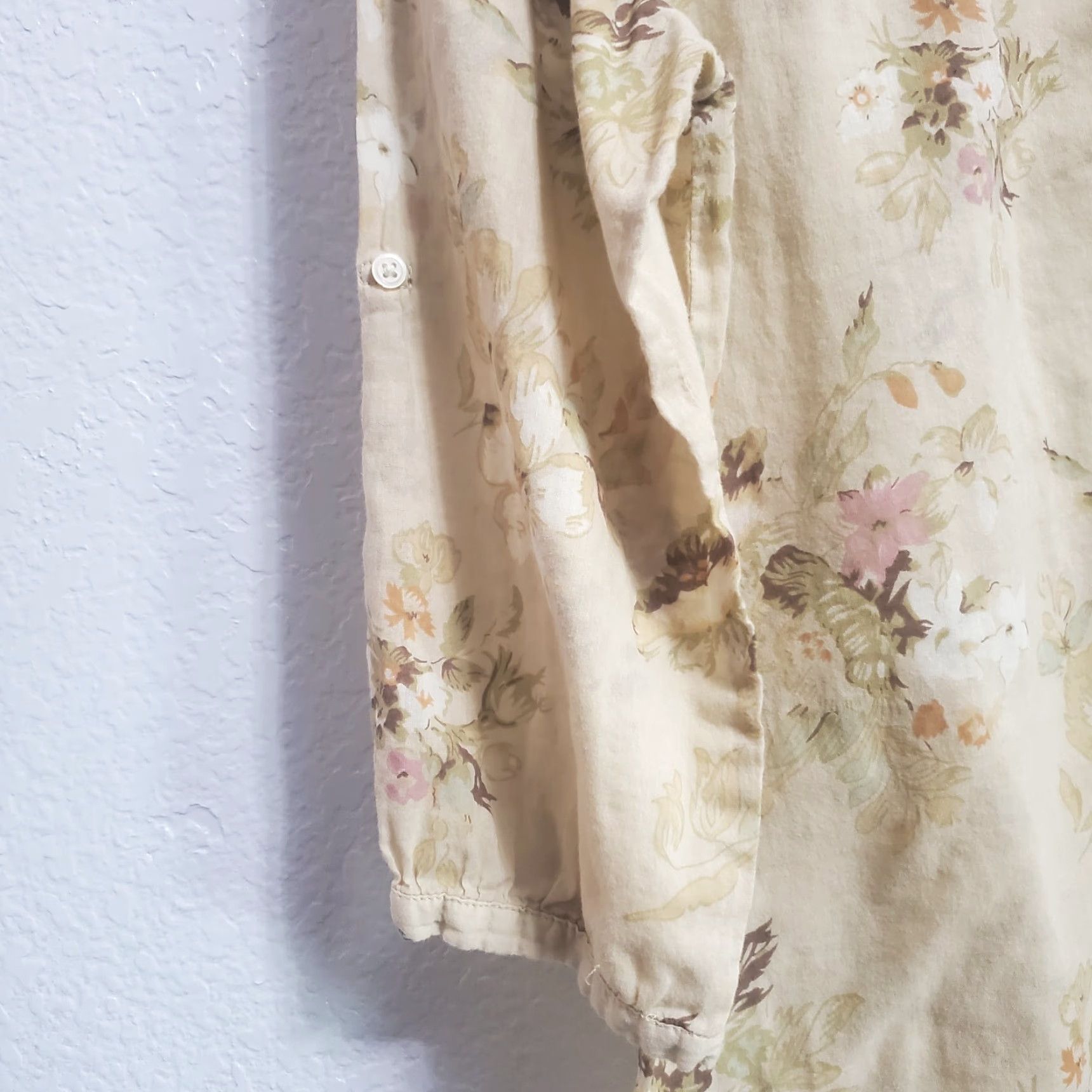 Vintage VINTAGE Denim & Supply Ralph Lauren Women Top Tan Floral Sheer 3/4 Sleeve Boho Size S Size S / US 4 / IT 40 - 6 Thumbnail
