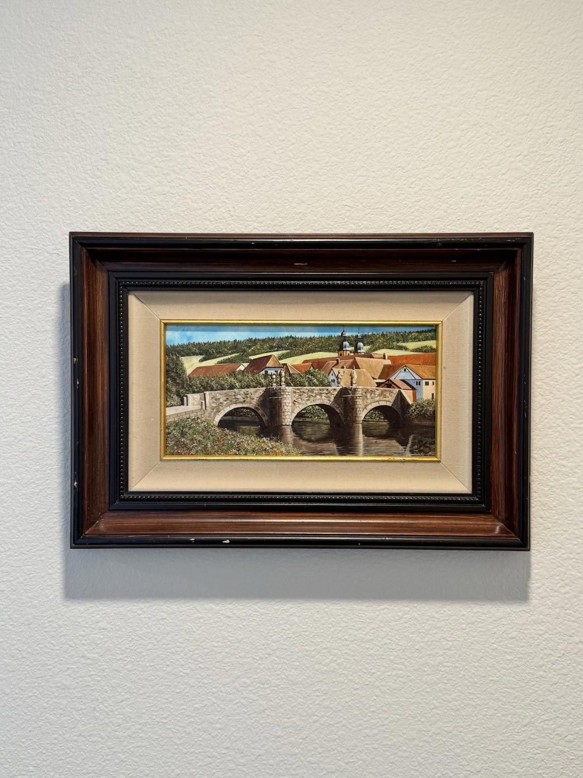Designer Eugene Schmidt Original Bridge Over the Landscape Santa COA Size ONE SIZE - 2 Thumbnail