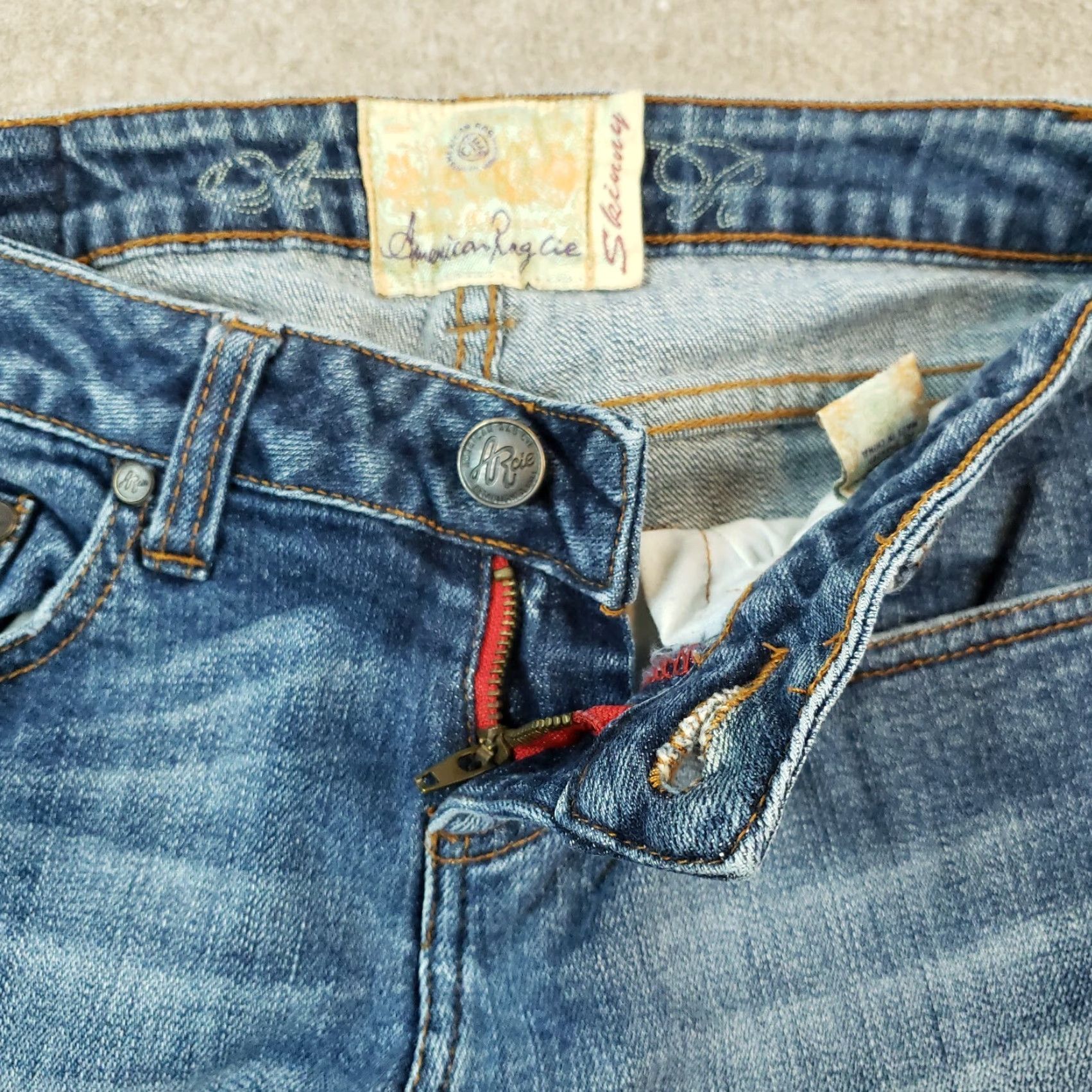 Vintage American Rag Cie Women Blue Denim Skinny Jeans Size 3 Short 27x27 Size 26" / US 2 / IT 38 - 6 Thumbnail