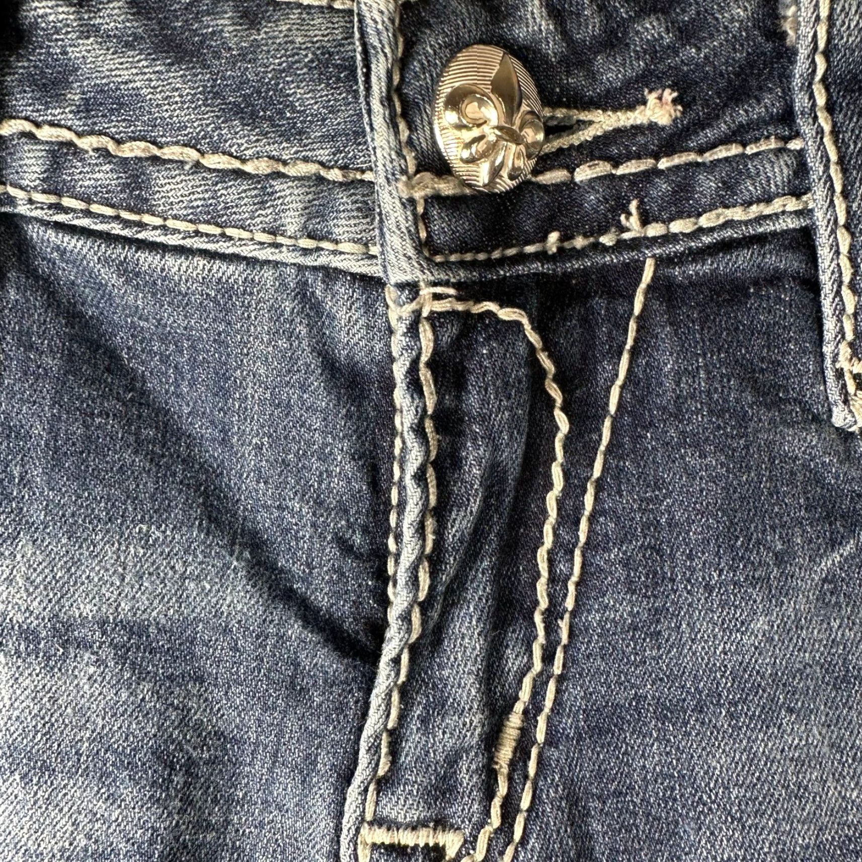 Vintage Rock Revival Jeans 29 Gina Straight Medium Wash Sequin Embroidered Logo Pockets Y2K Western Womens Jeans Size 29" - 4 Thumbnail