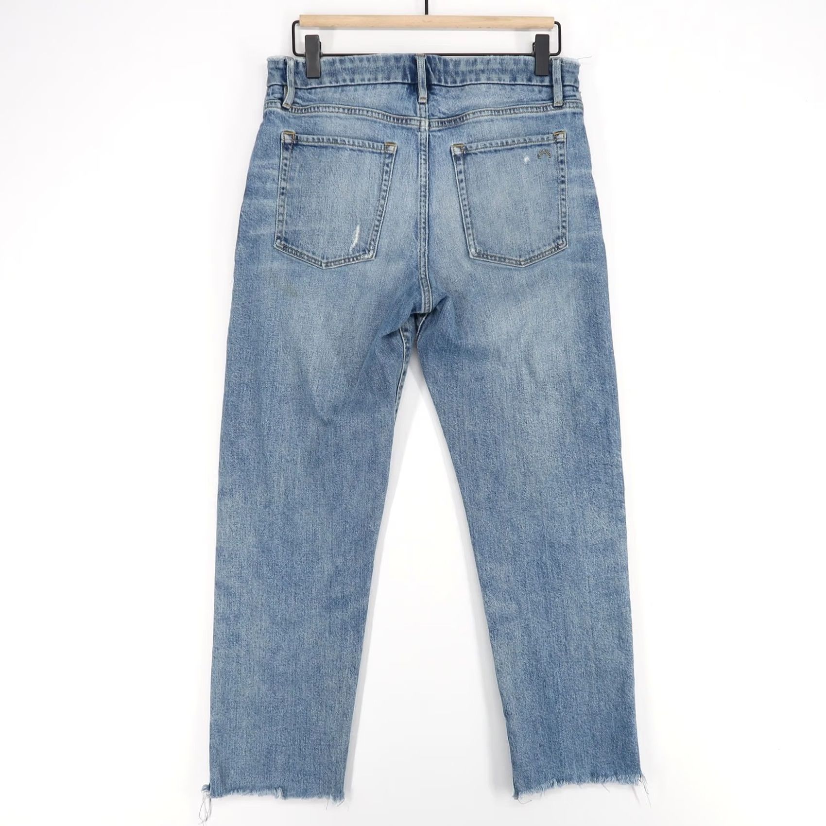 Vintage Porter Blue Jeans Womens 28 Straight Distressed Stretch Ankle Fray Blue Denim Cotton Blend Size 28" / US 6 / IT 42 - 2 Thumbnail