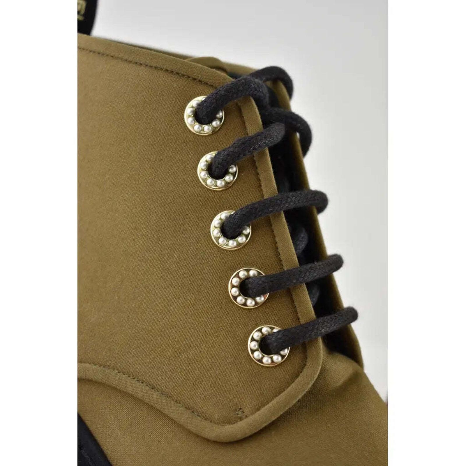 Chanel Chanel 20C Light Dark Brown Pearl CC Combat Lace Up Tie Size US 8.5 / IT 38.5 - 4 Thumbnail