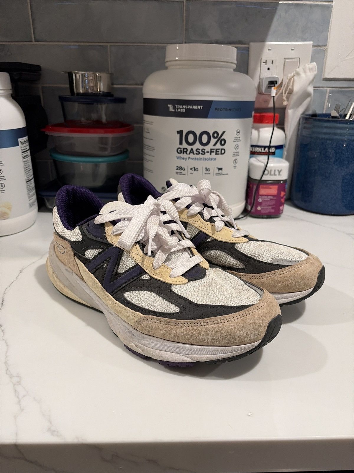 New Balance New Balance 990 Khaki/Purple MiUSA Size US 10 / EU 43 - 2 Thumbnail