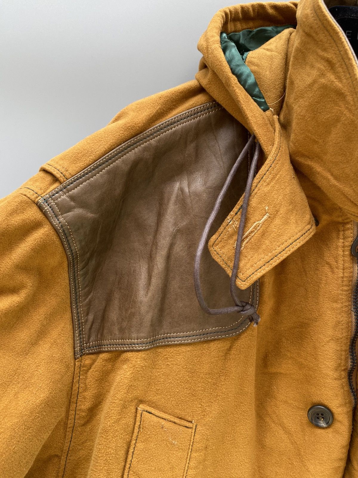 Nigel Cabourn 1980s - Nigel Cabourn- Moleskin/Leather Hunting Parka Size US XL / EU 56 / 4 - 8 Thumbnail