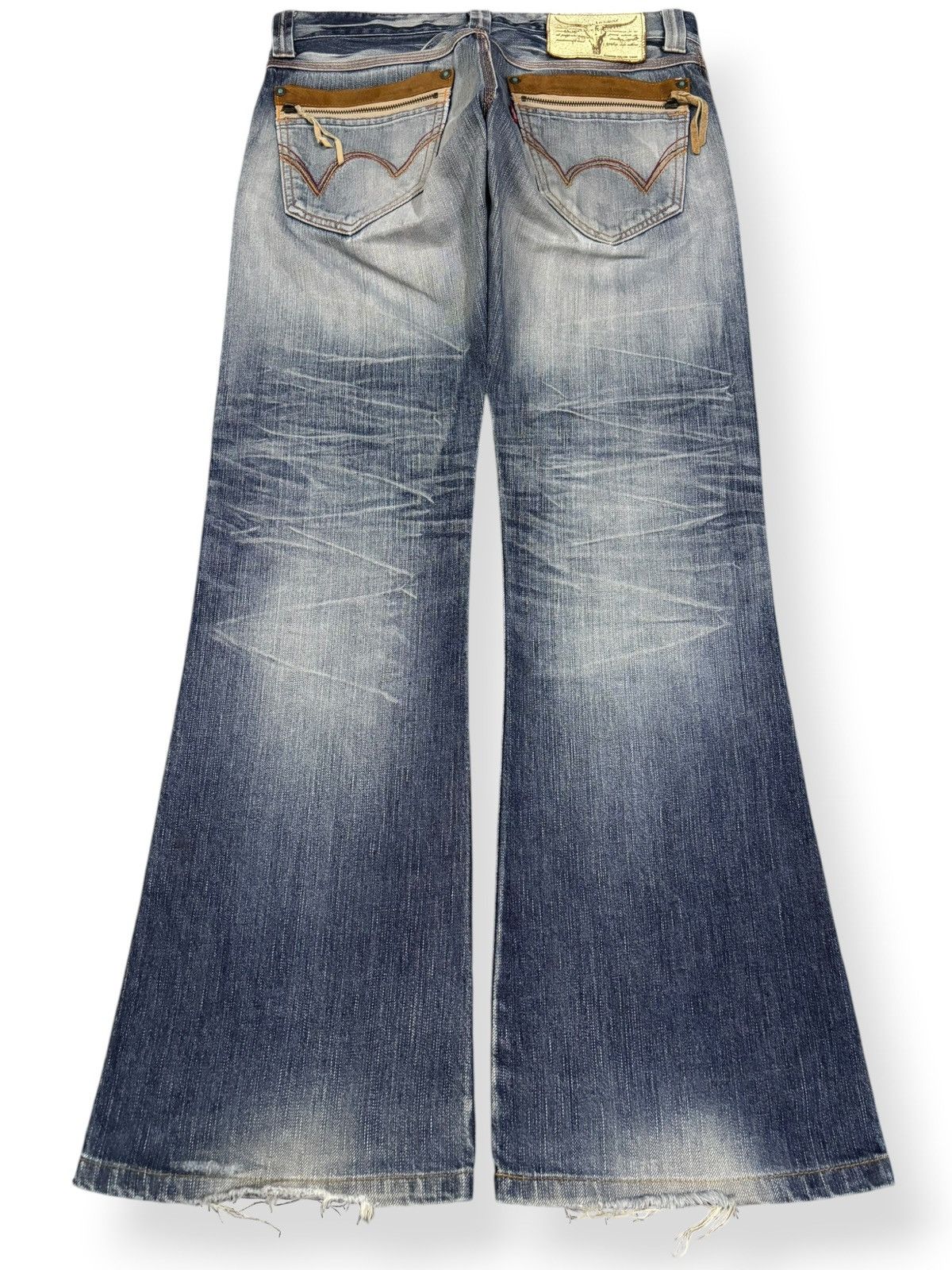Edwin Vintage Edwin Blue Trip Faded Wash Flare Distressed Jeans Size US 33 - 1 Thumbnail