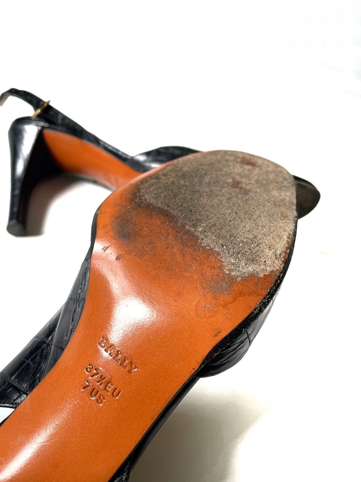 Bally Bally Terrina Women Croc Style Leather Heels Size 37.5 Italy Size US 7.5 / IT 37.5 - 10 Thumbnail