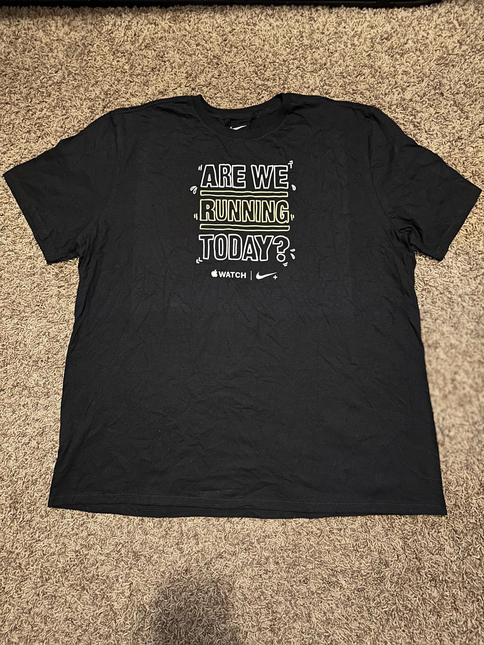 Nike Nike Run Club x Apple Men’s Dry Fit “Are We Running Today?” Slogan Black T-Shirt Size US XXL / EU 58 / 5 - 1 Thumbnail
