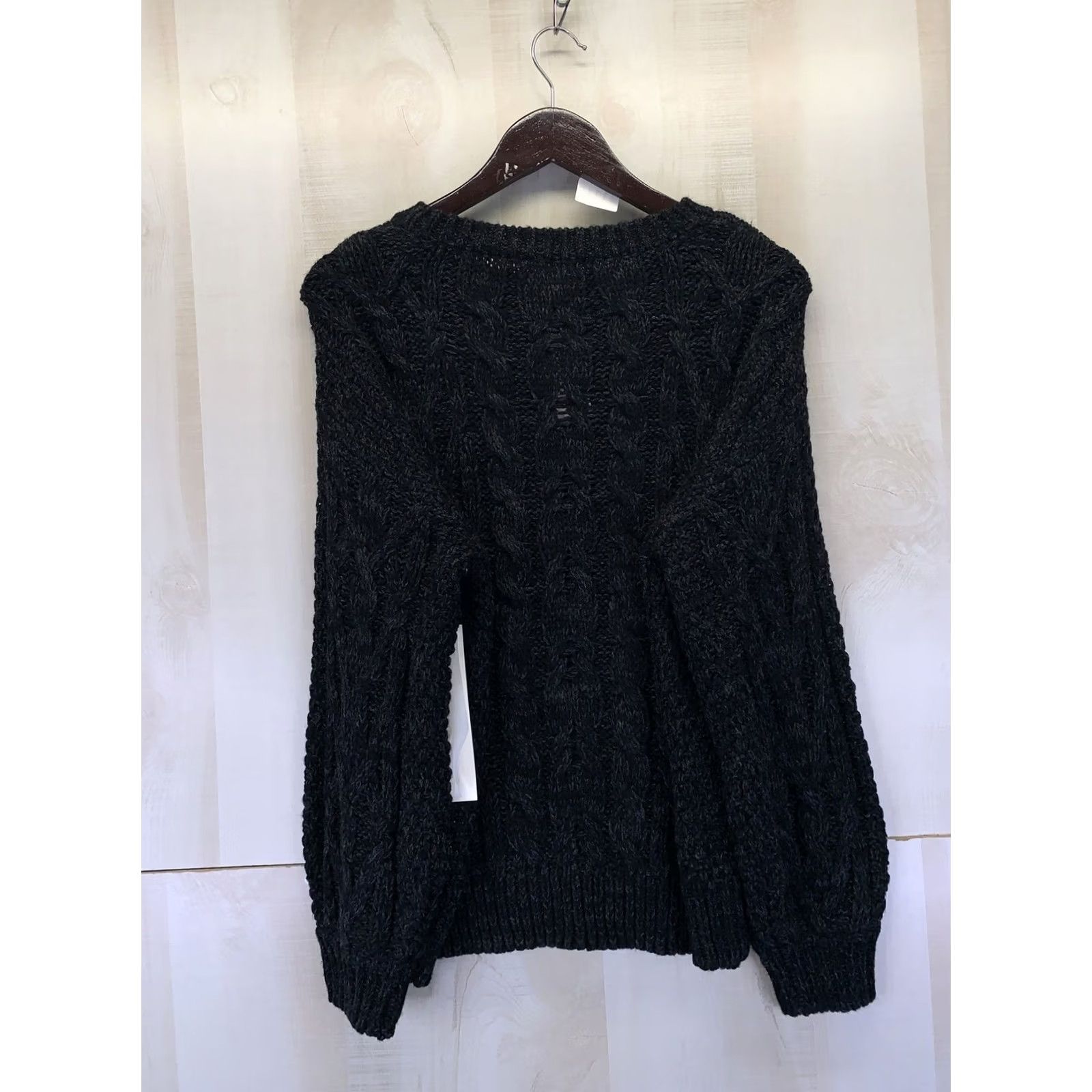 Vintage Taylor & Sage Marled Black Lace Up Chest Cable Knit Womens Medium Sweater NWT- Size M / US 6-8 / IT 42-44 - 7 Thumbnail