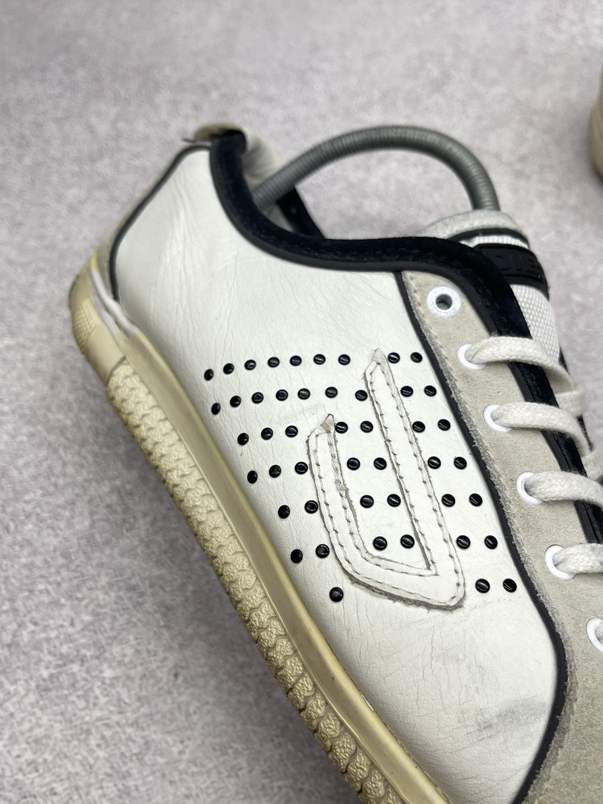 Diesel Mens Diesel Leather Low Sneakers Shoes White Size US 10.5 / EU 43-44 - 7 Thumbnail