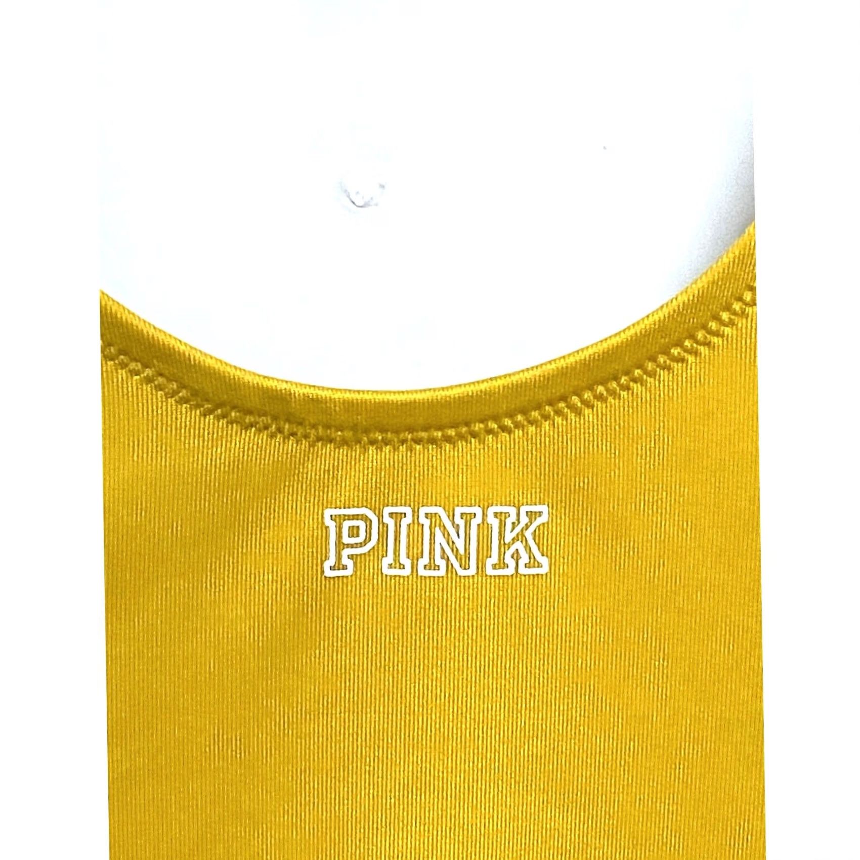 Pinko Victorias Secret Pink Yellow One Piece Swim Suit XL Ribbed Strappy Sides Summer Womens Size XL / US 12-14 / IT 48-50 - 4 Thumbnail
