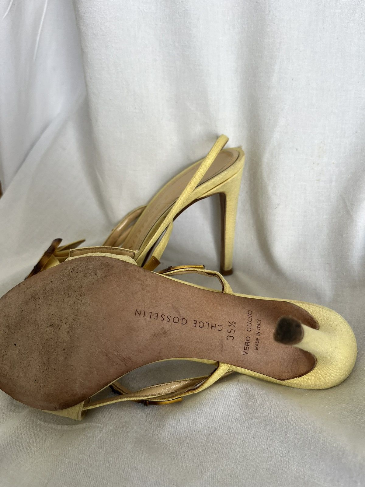 Vintage Chloe gosselin yellow bamboo heels Size US 5.5 / IT 35.5 - 3 Thumbnail