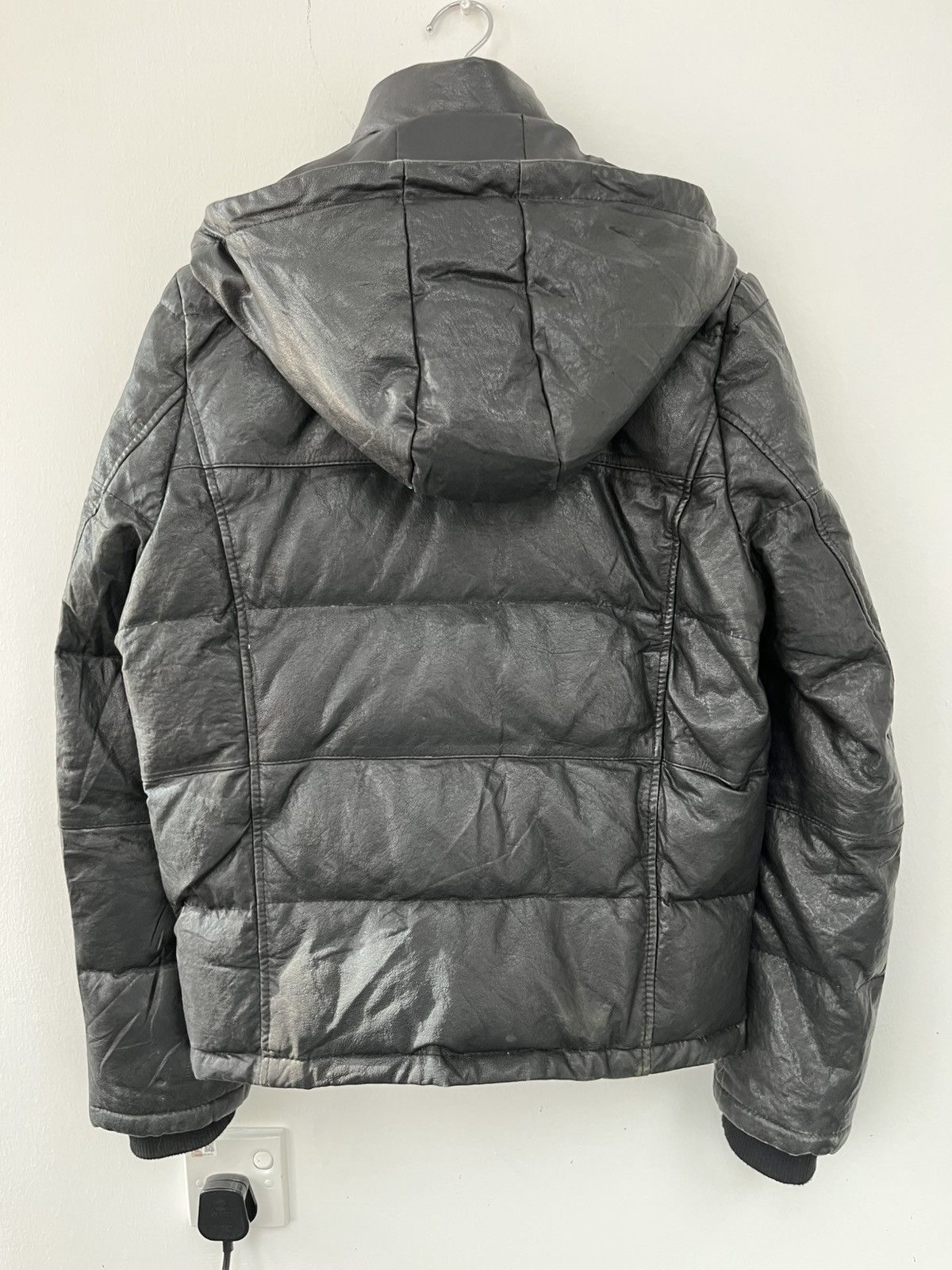 Japanese Brand FUUDOBRAIN Black Leather Hooded Down Jacket Size US S / EU 44-46 / 1 - 11 Thumbnail
