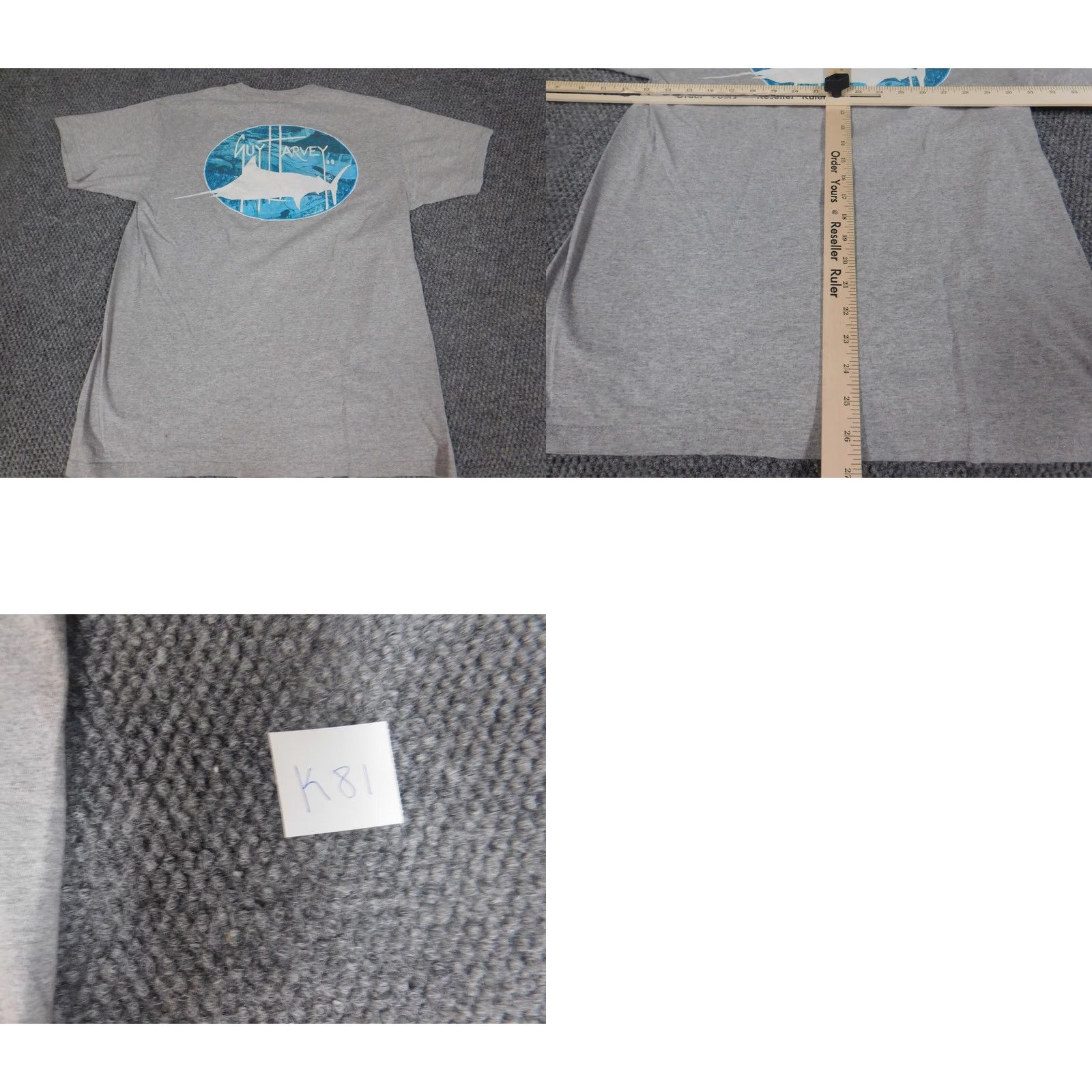 Guy Harvey Guy Harvey Shirt Mens Medium Gray Logo Fish Classic Fit Short Sleeve Crew Neck Knit Cotton T-Shirt Breathable Regular Vintage No Size US M / EU 48-50 / 2 - 8 Thumbnail
