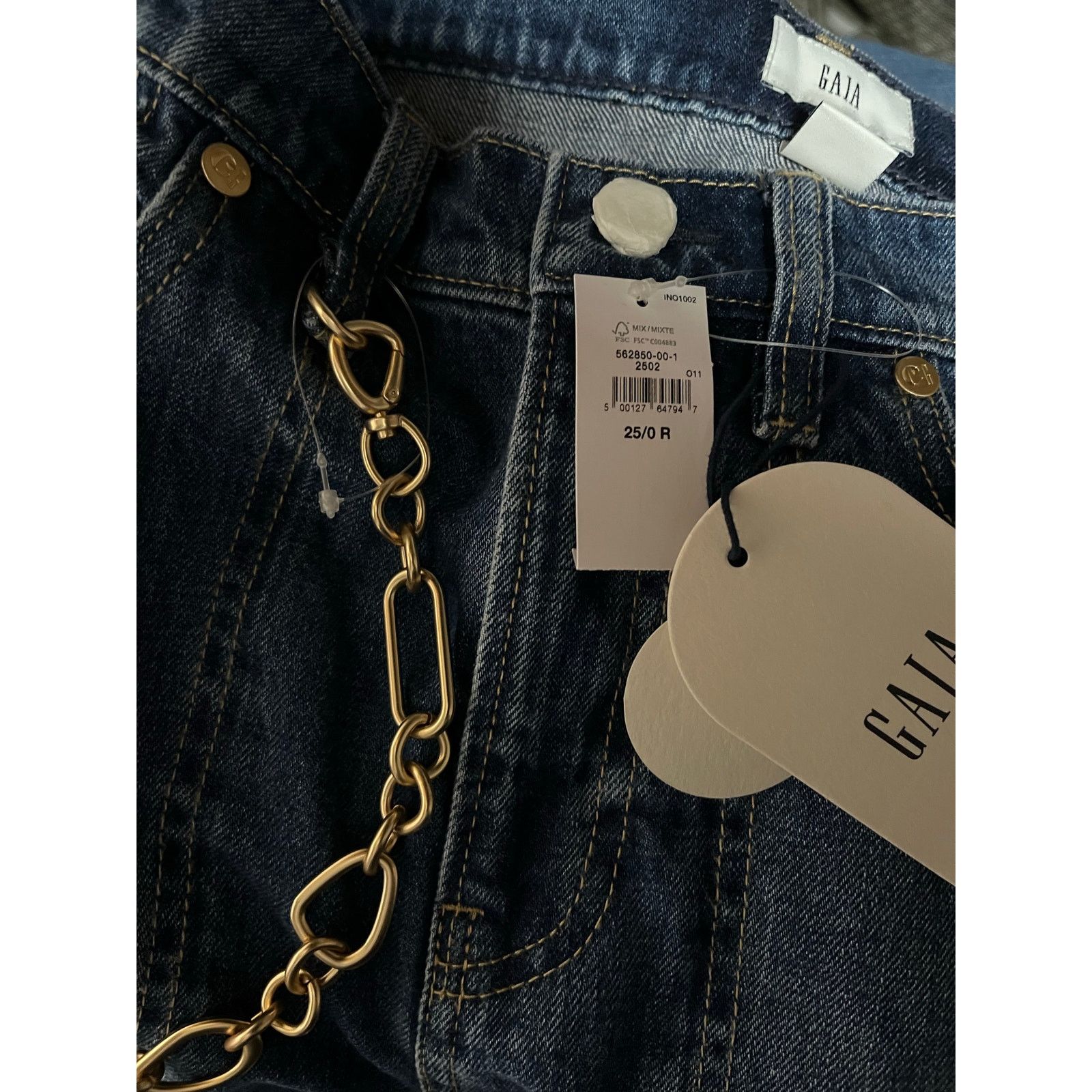 Cult Gaia Gap × Cult Gaia High Rise Stride Chain Jeans/ 25 /NWT Size 25" / US 0 / IT 36 - 10 Thumbnail