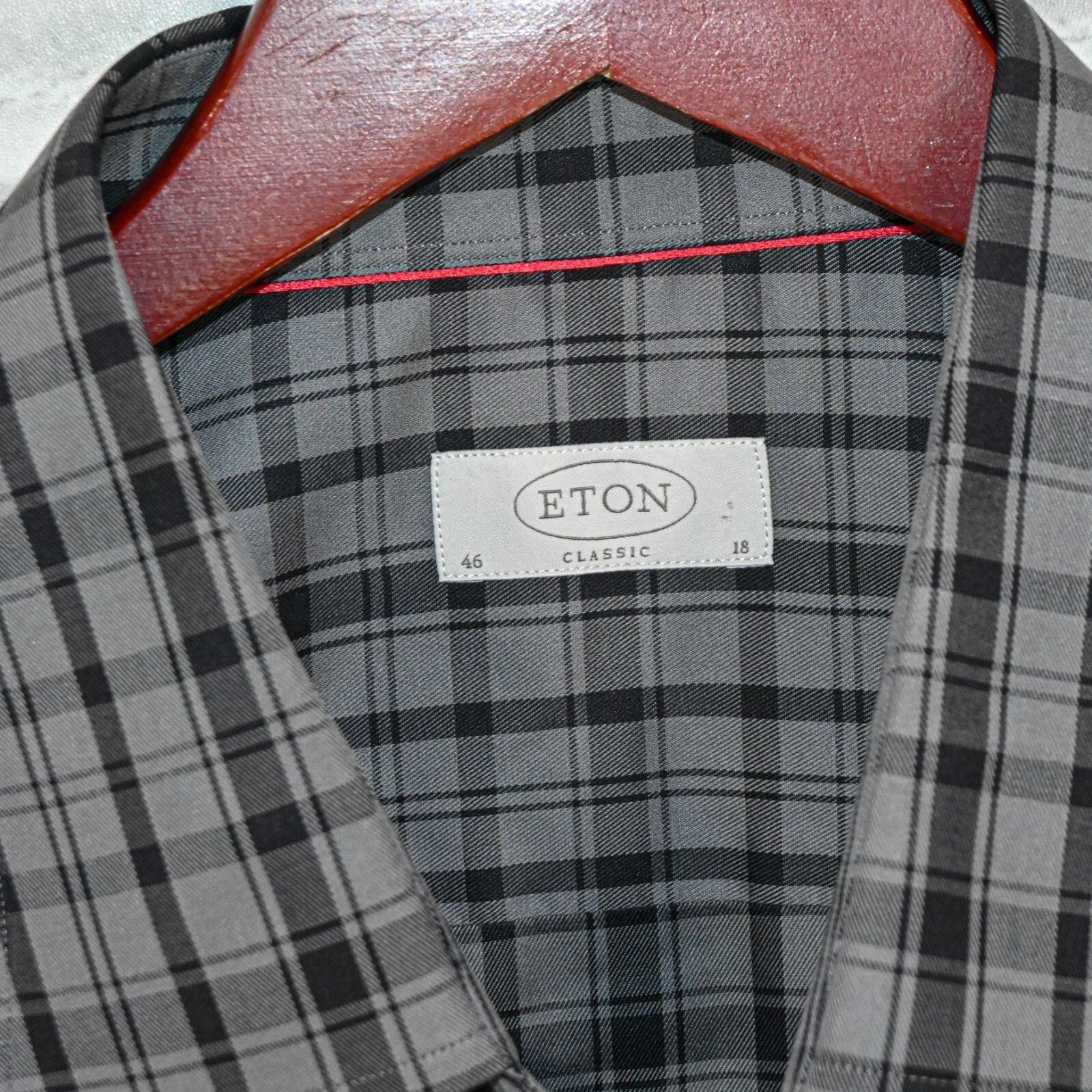 Eton ETON Classic fit Button down Shirt Grey Check Plaid Cotton Size US XXL / EU 58 / 5 - 3 Thumbnail