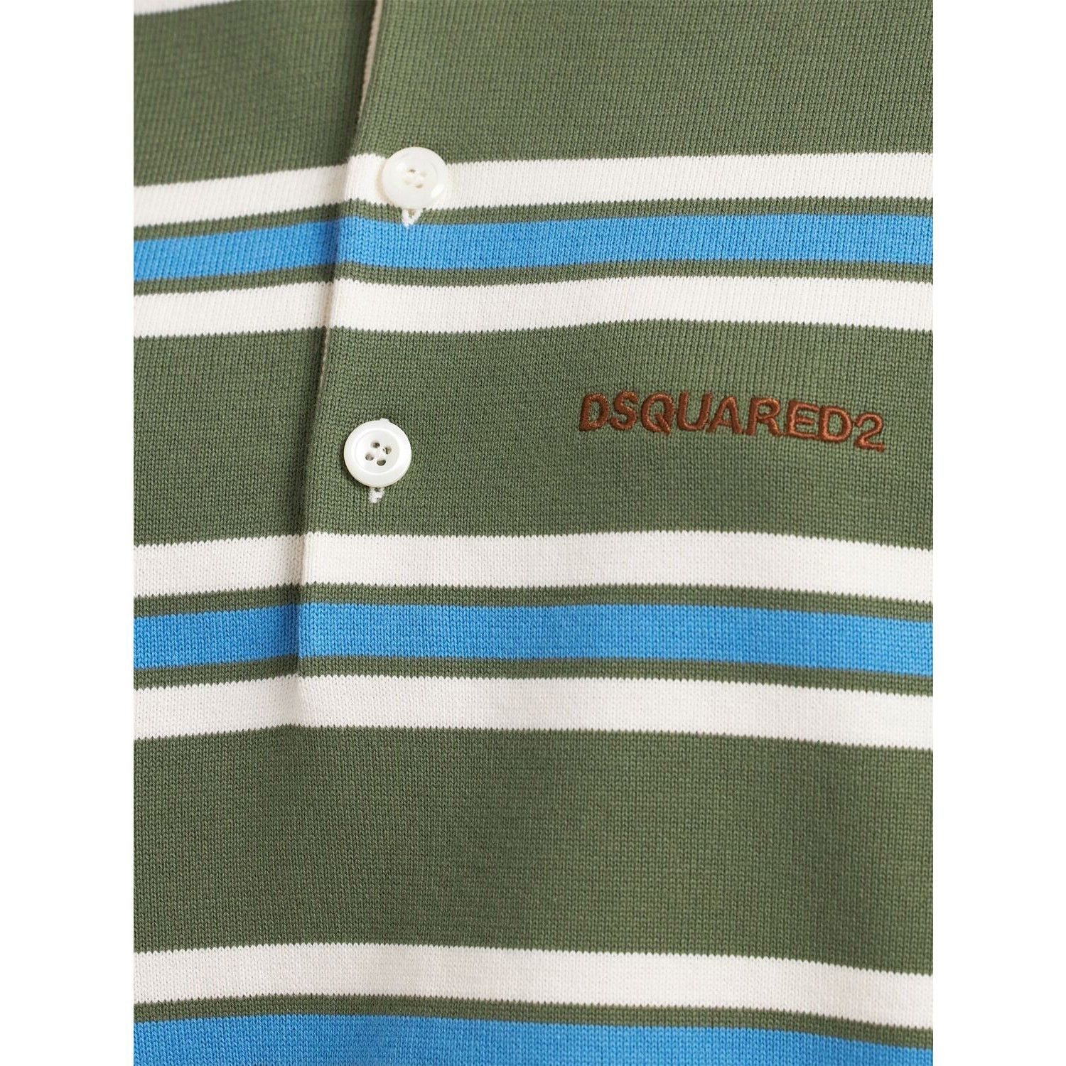 DSQUARED2 Green Striped Polo Shirt New & Authentic (Women's
