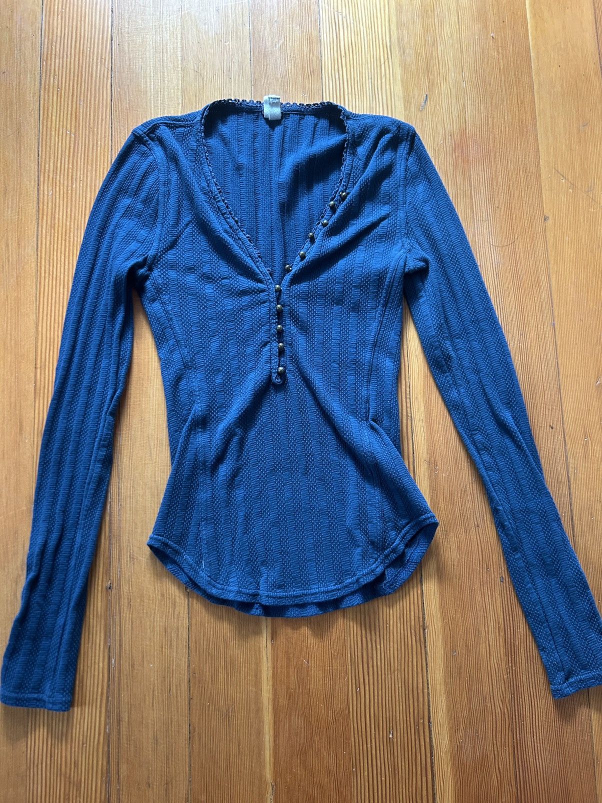 Free People Blue Free People Button Up Henley Size XS / US 0-2 / IT 36-38 - 1 Thumbnail